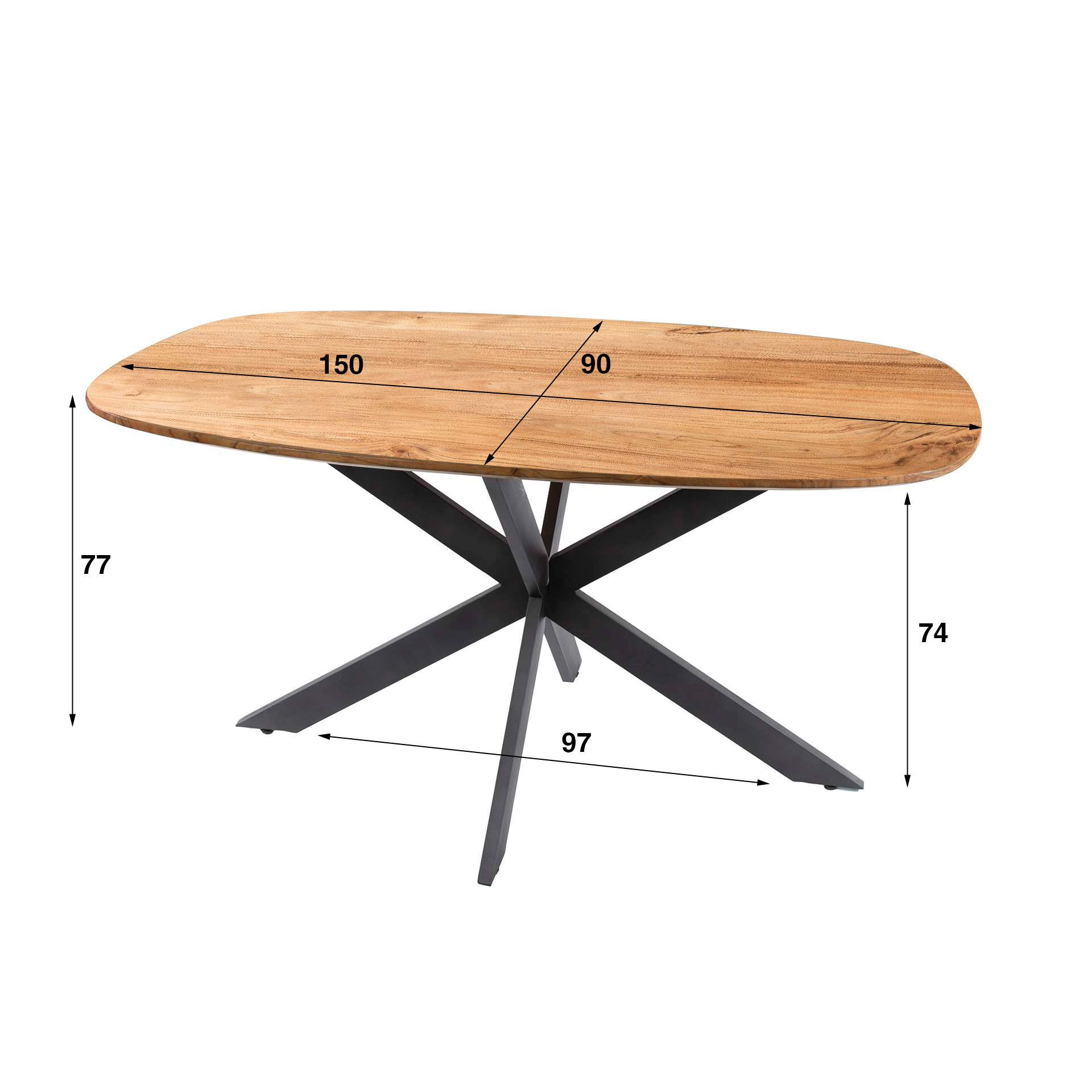 Eettafel Arhus Solid deens ovaal 150cm / Massief acacia - Zijlstra