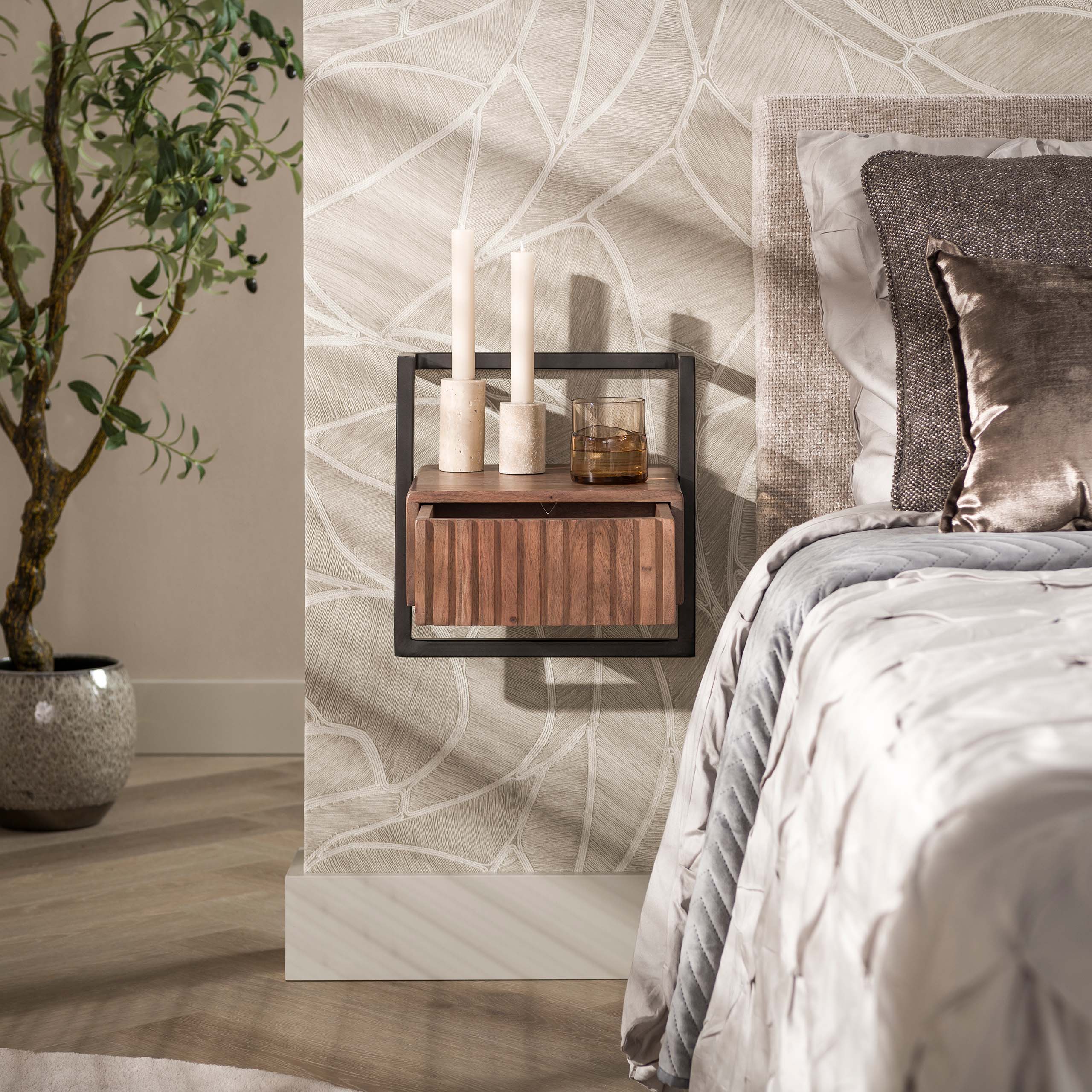 Nachtkastje Carve Air XS 1 lade / Massief acacia bruin - Zijlstra