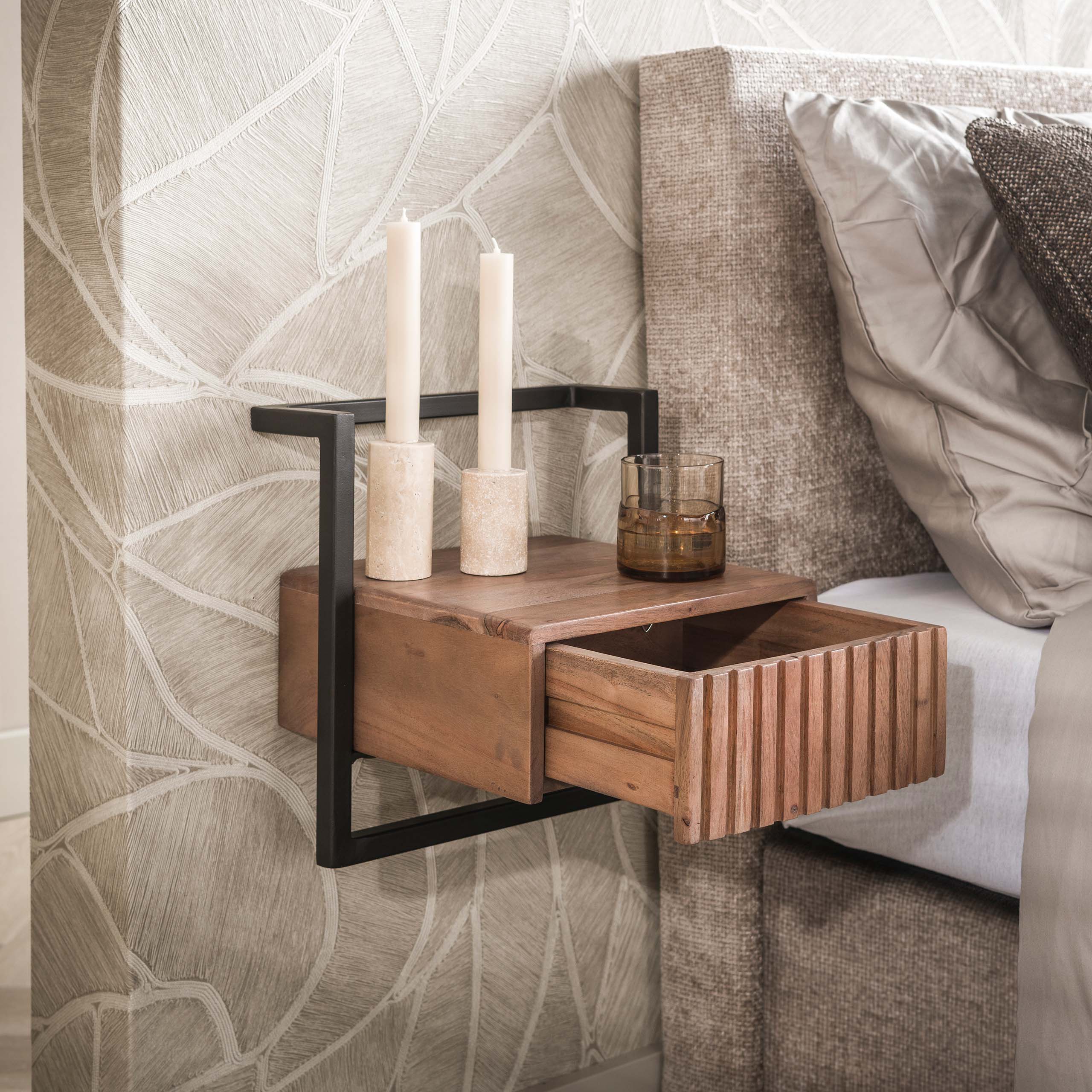 Nachtkastje Carve Air XS 1 lade / Massief acacia bruin - Zijlstra