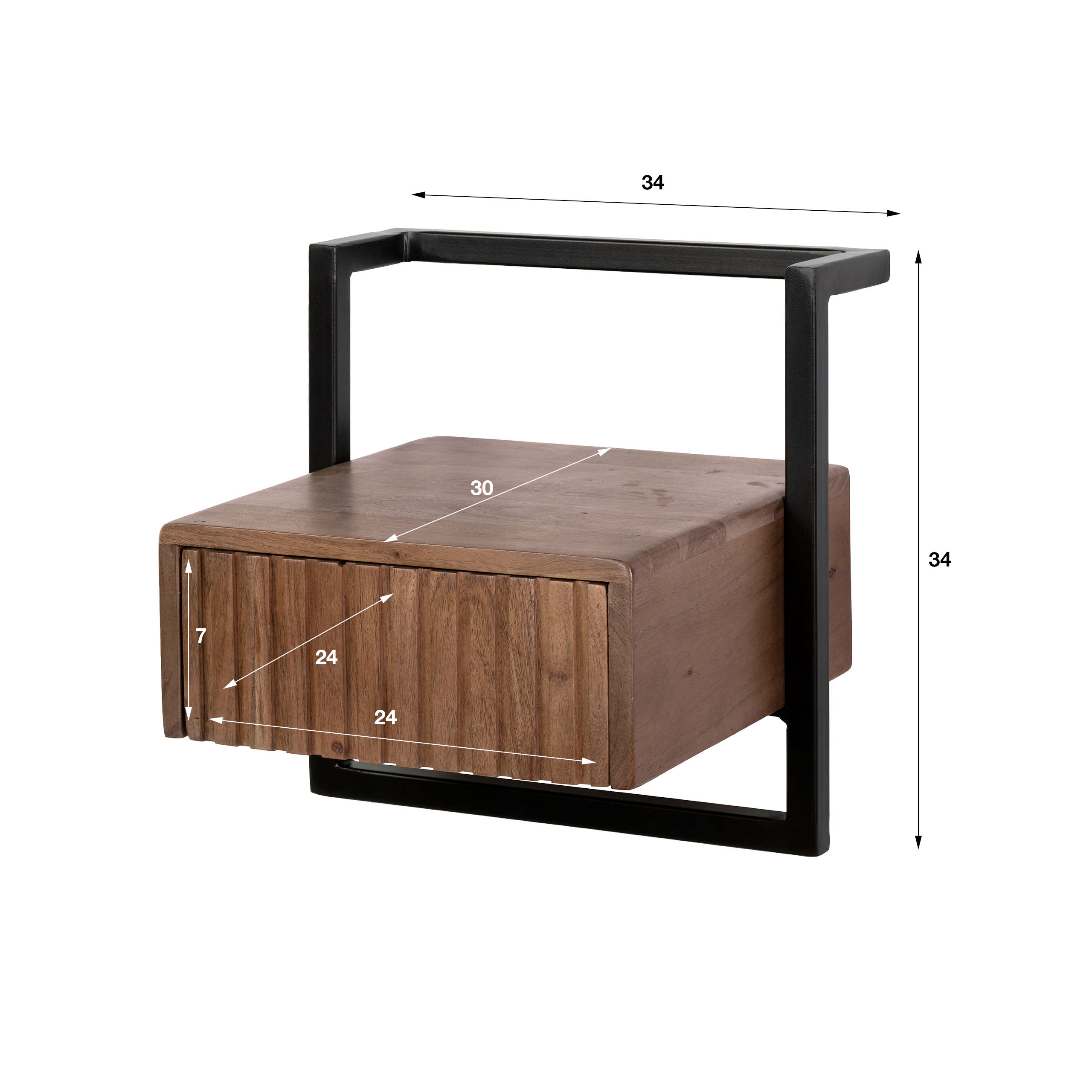 Mesita de noche Carve Air XS 1 cajón / Acacia maciza marrón - Zijlstra