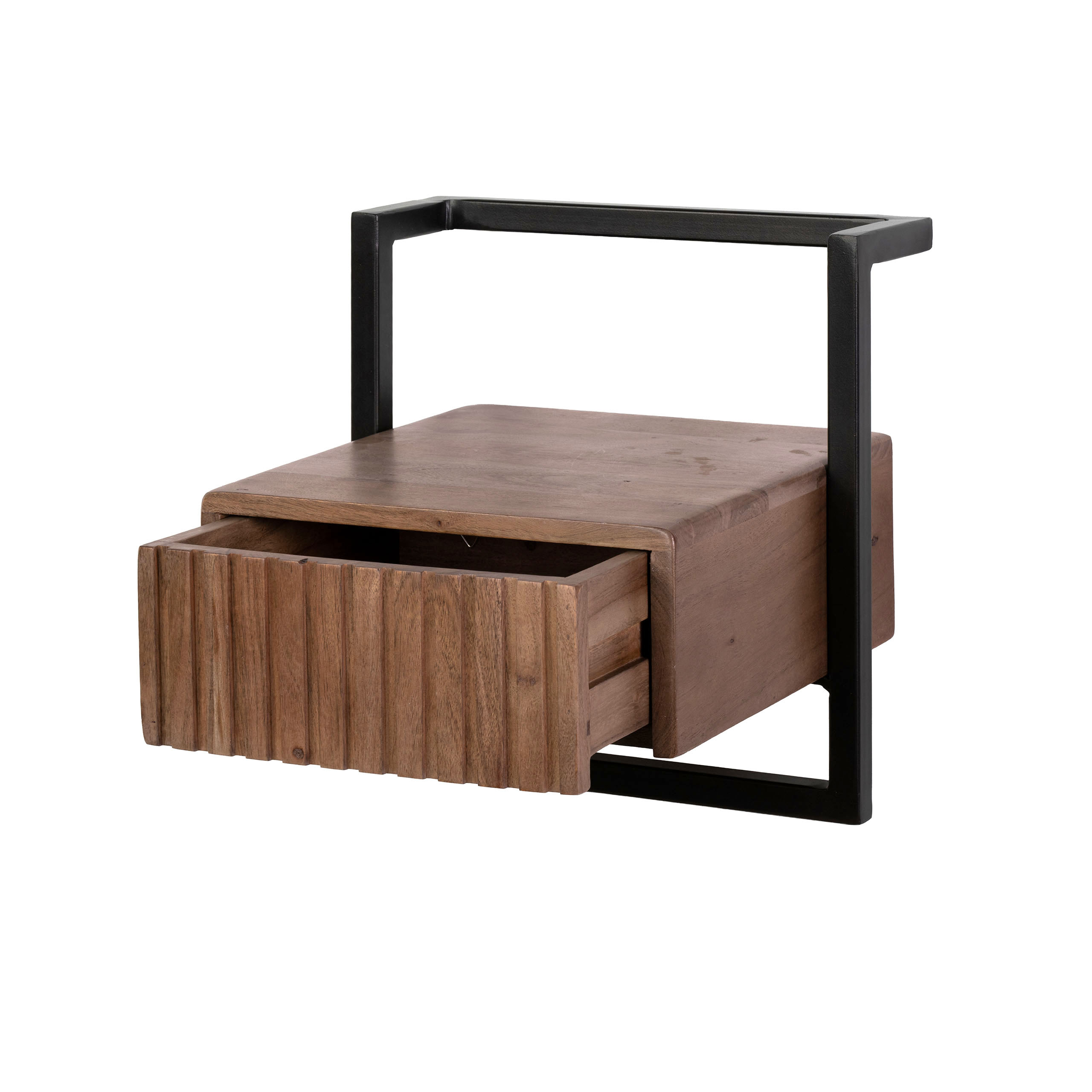 Mesita de noche Carve Air XS 1 cajón / Acacia maciza marrón - Zijlstra