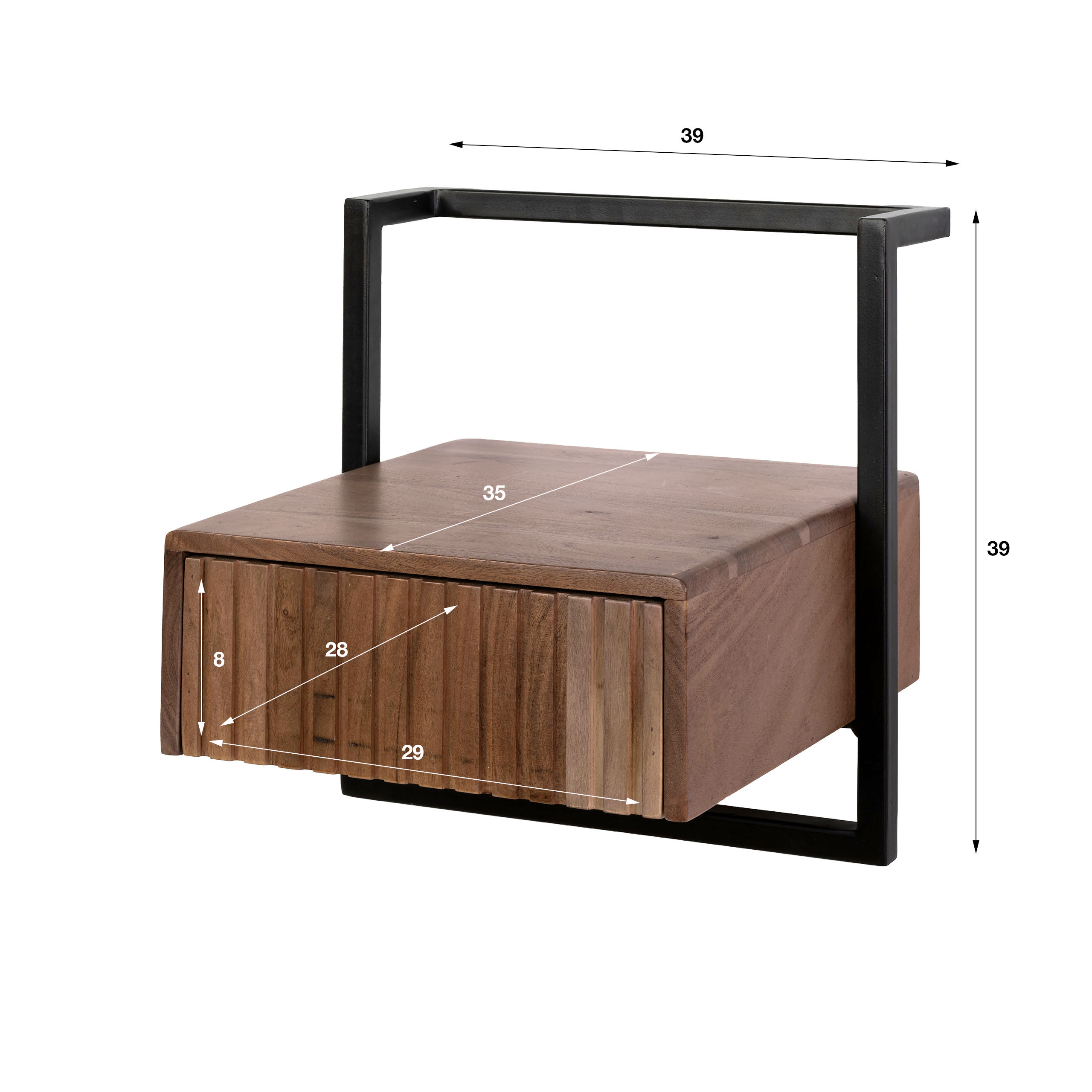Mesita de noche Carve Air 1 cajón / Acacia maciza marrón - Zijlstra