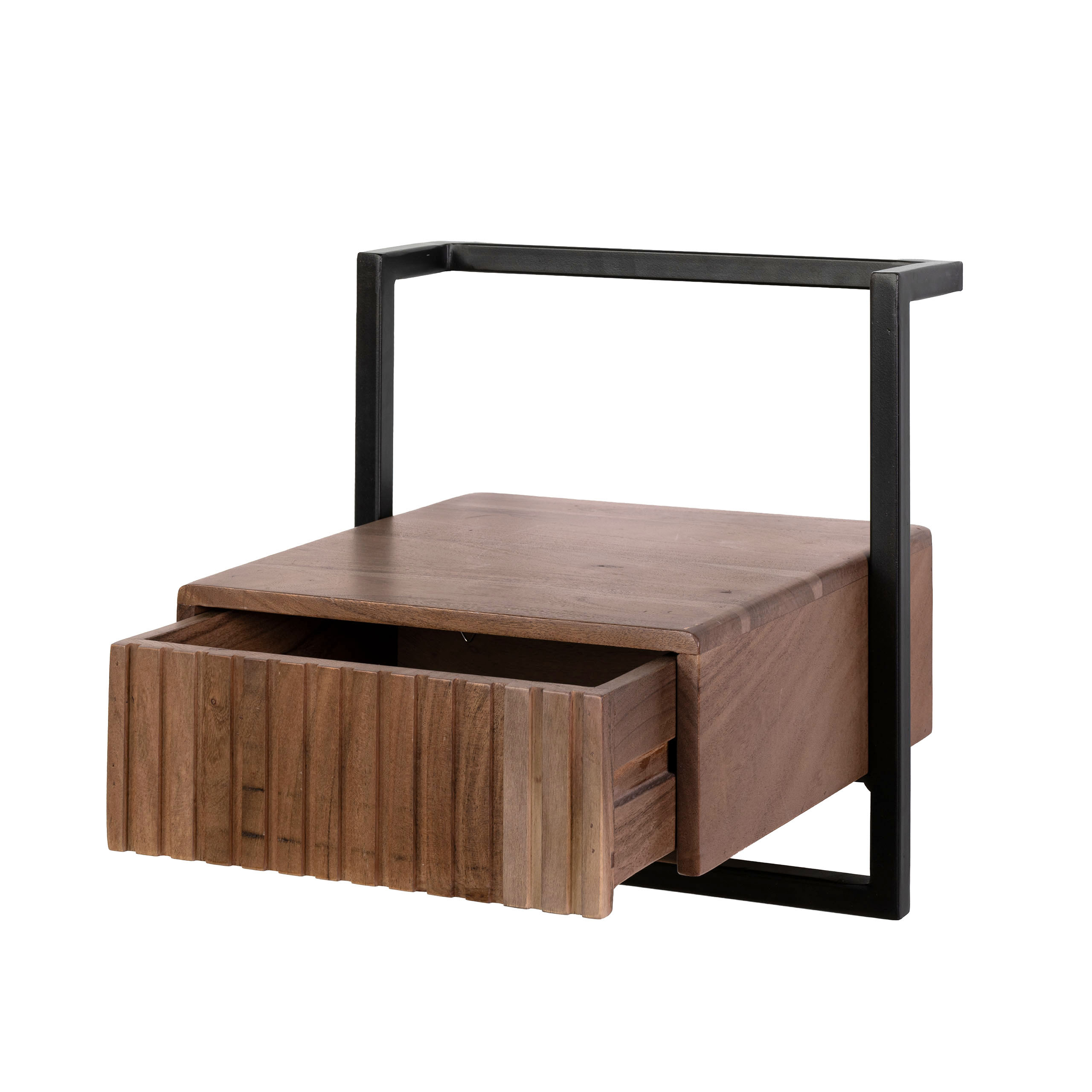 Mesita de noche Carve Air 1 cajón / Acacia maciza marrón - Zijlstra
