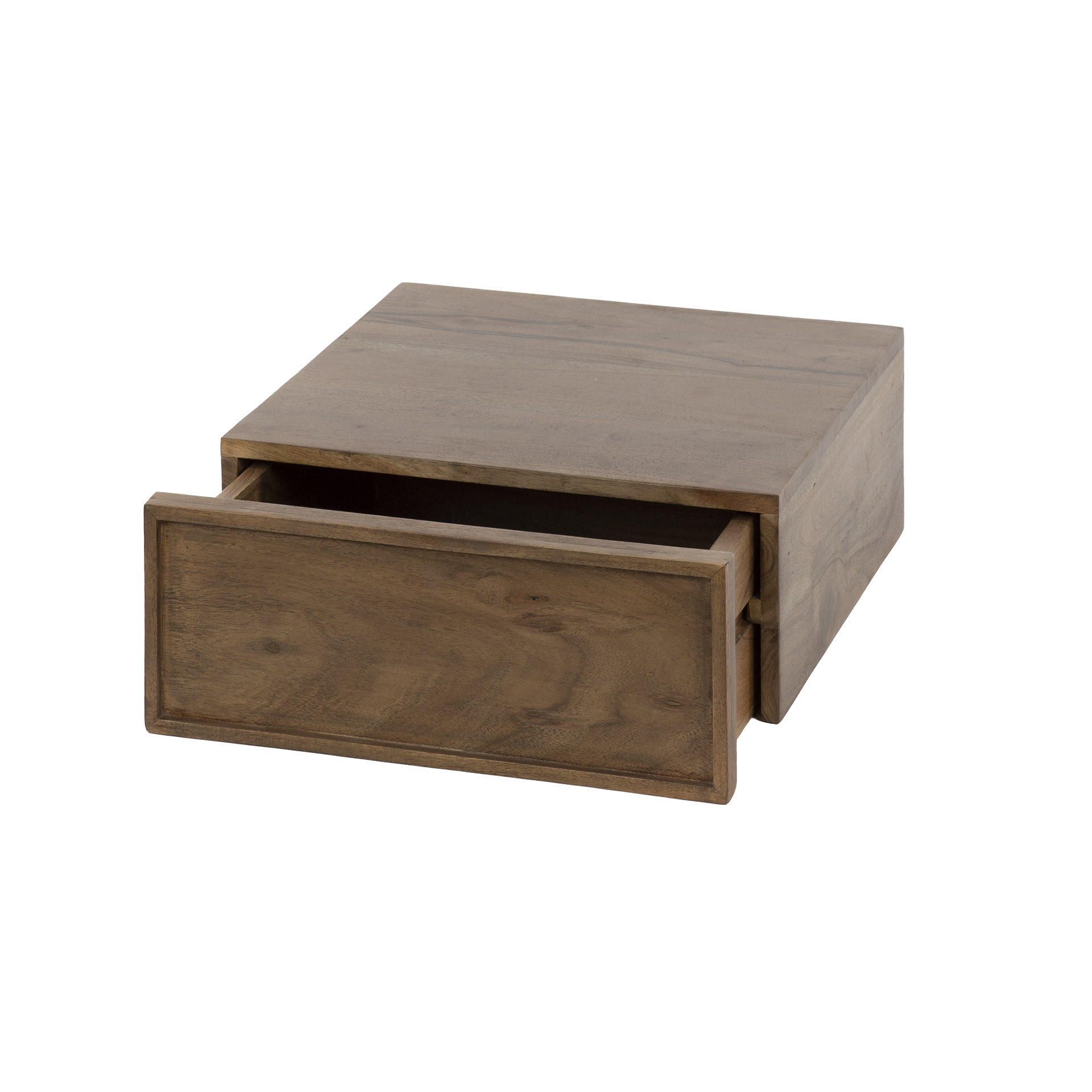 Mesita de noche Frame flotante 1 cajón, embalada por 2 / Acacia maciza marrón - Zijlstra