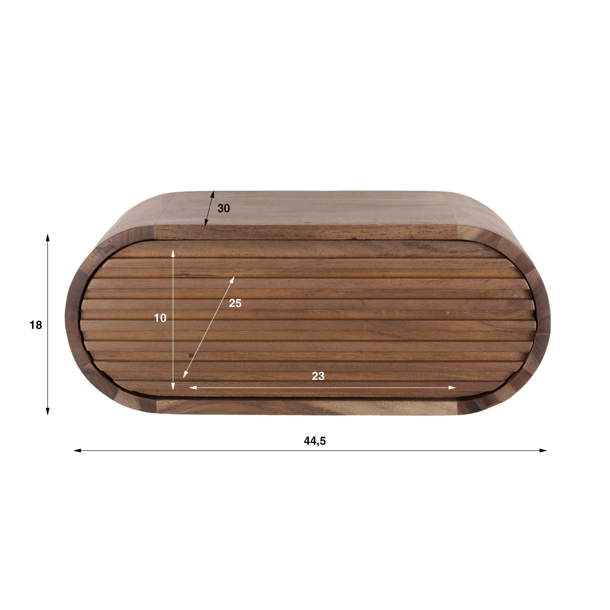 Mesita de noche Ovalo flotante 1 cajón / Acacia maciza marrón - Zijlstra
