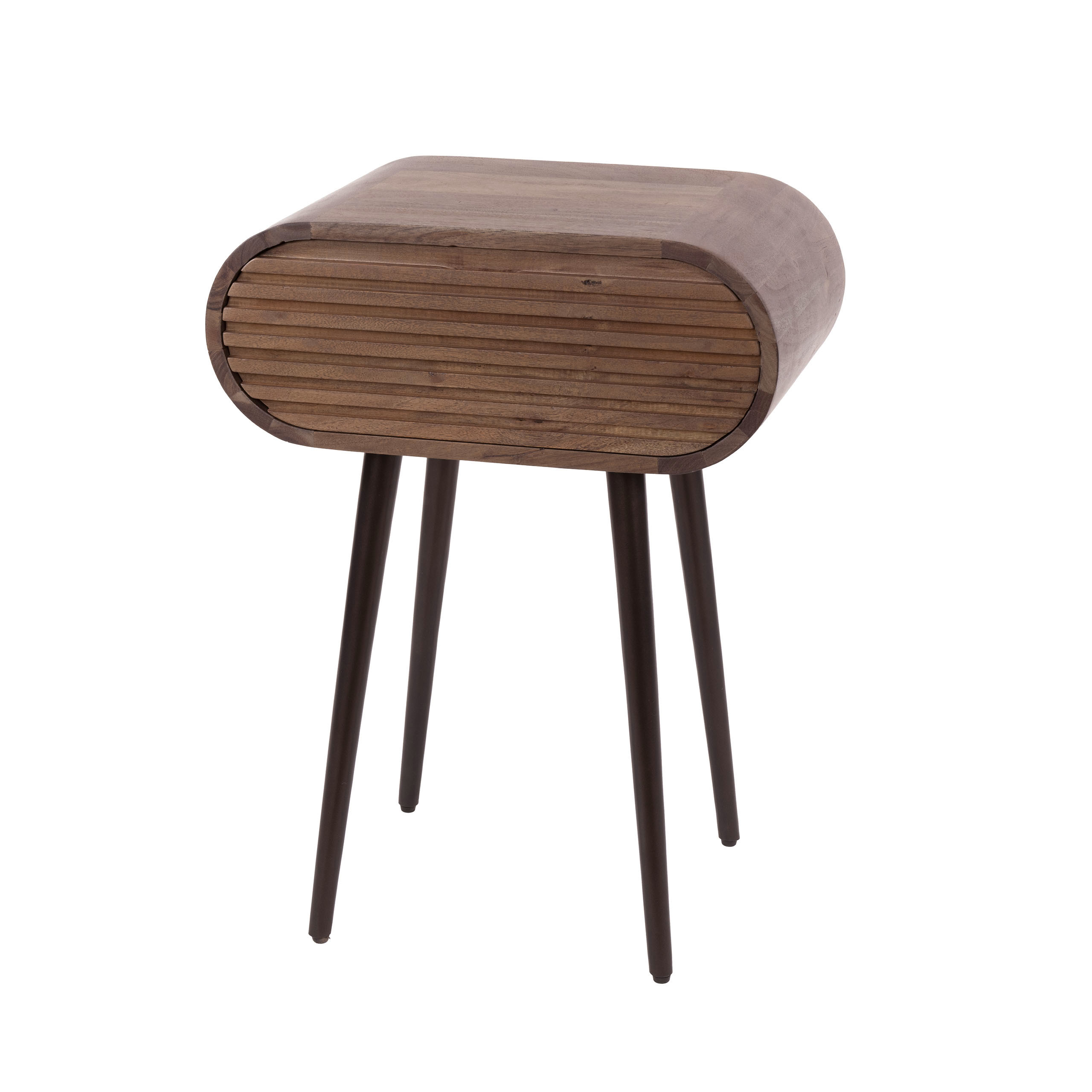 Mesita de noche Ovalo 1 cajón / Acacia maciza marrón - Zijlstra