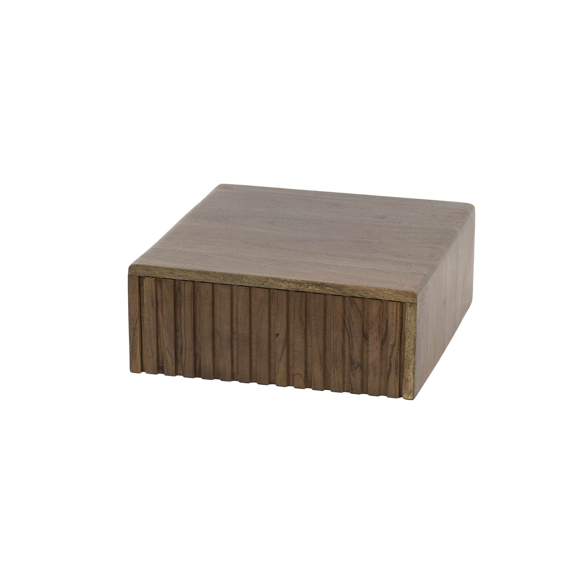 Schwebender Nachttisch Carve mit 1 Schublade aus massivem Akazienholz Braun (2er-Set) (Massiv acacia Braun) - Emmo Design