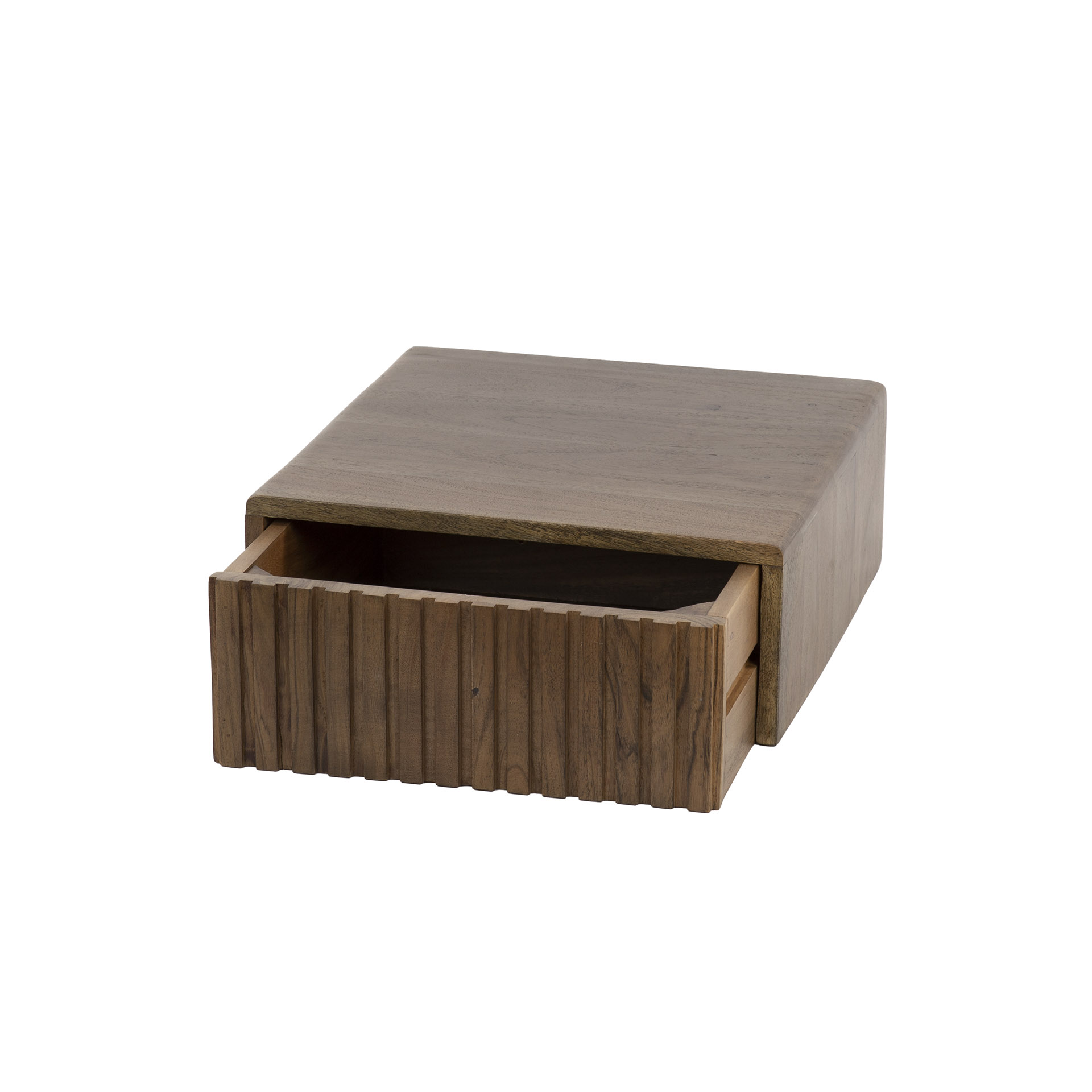 Schwebender Nachttisch Carve mit 1 Schublade aus massivem Akazienholz Braun (2er-Set) (Massiv acacia Braun) - Emmo Design