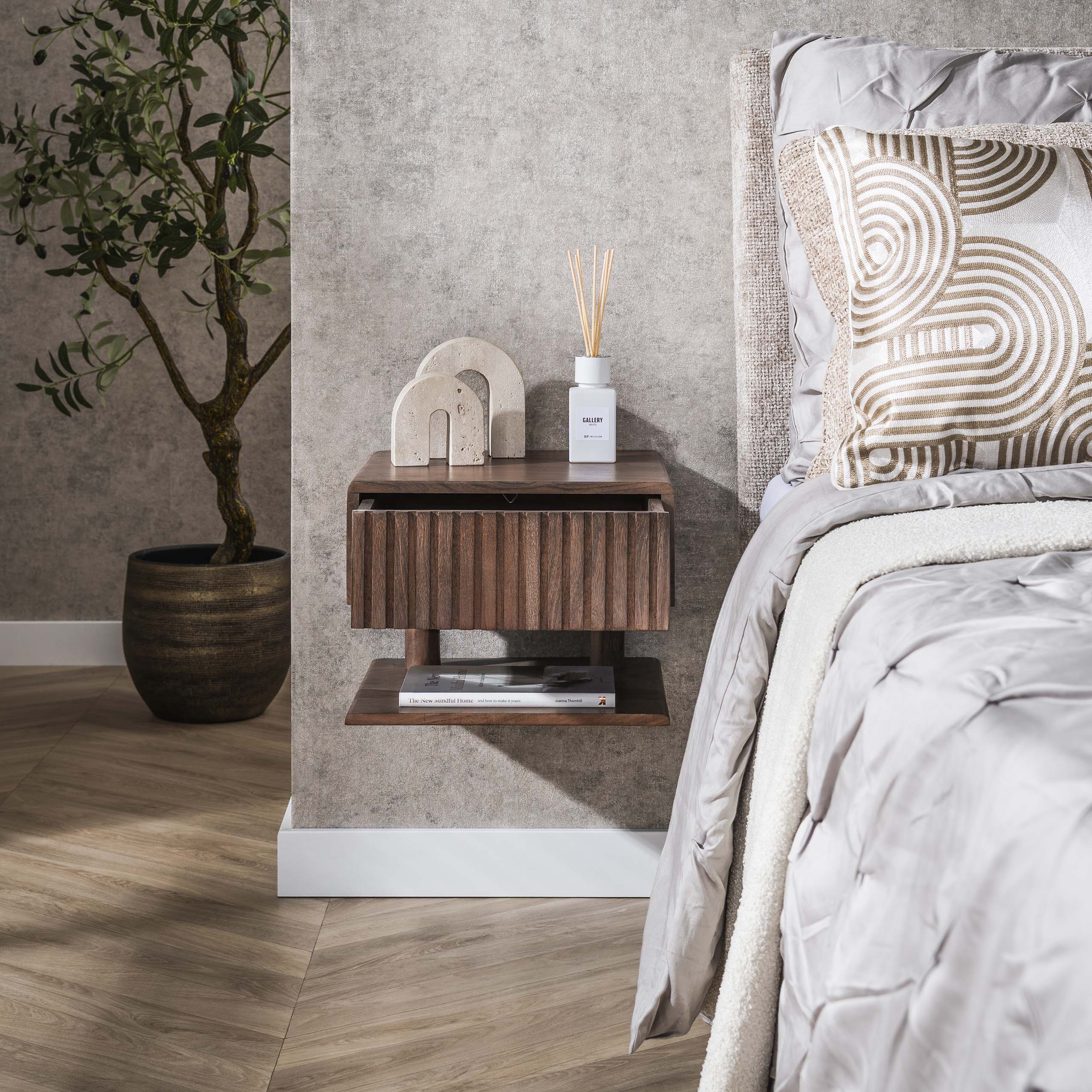 Nachtkastje Carve Shelve zwevend 1 lade / Massief acacia bruin - Zijlstra