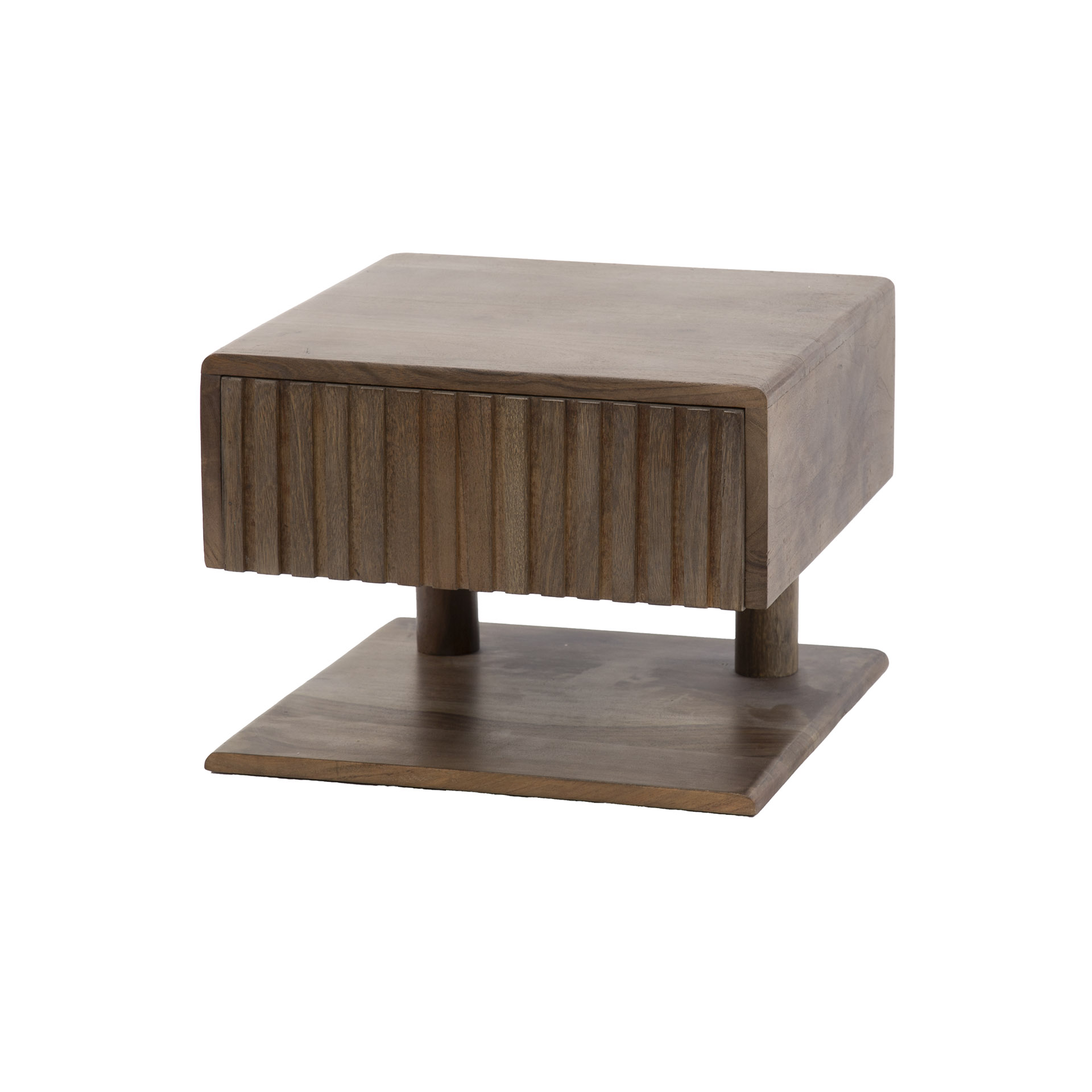 Mesita de noche Carve Shelve flotante 1 cajón / Acacia maciza marrón - Zijlstra