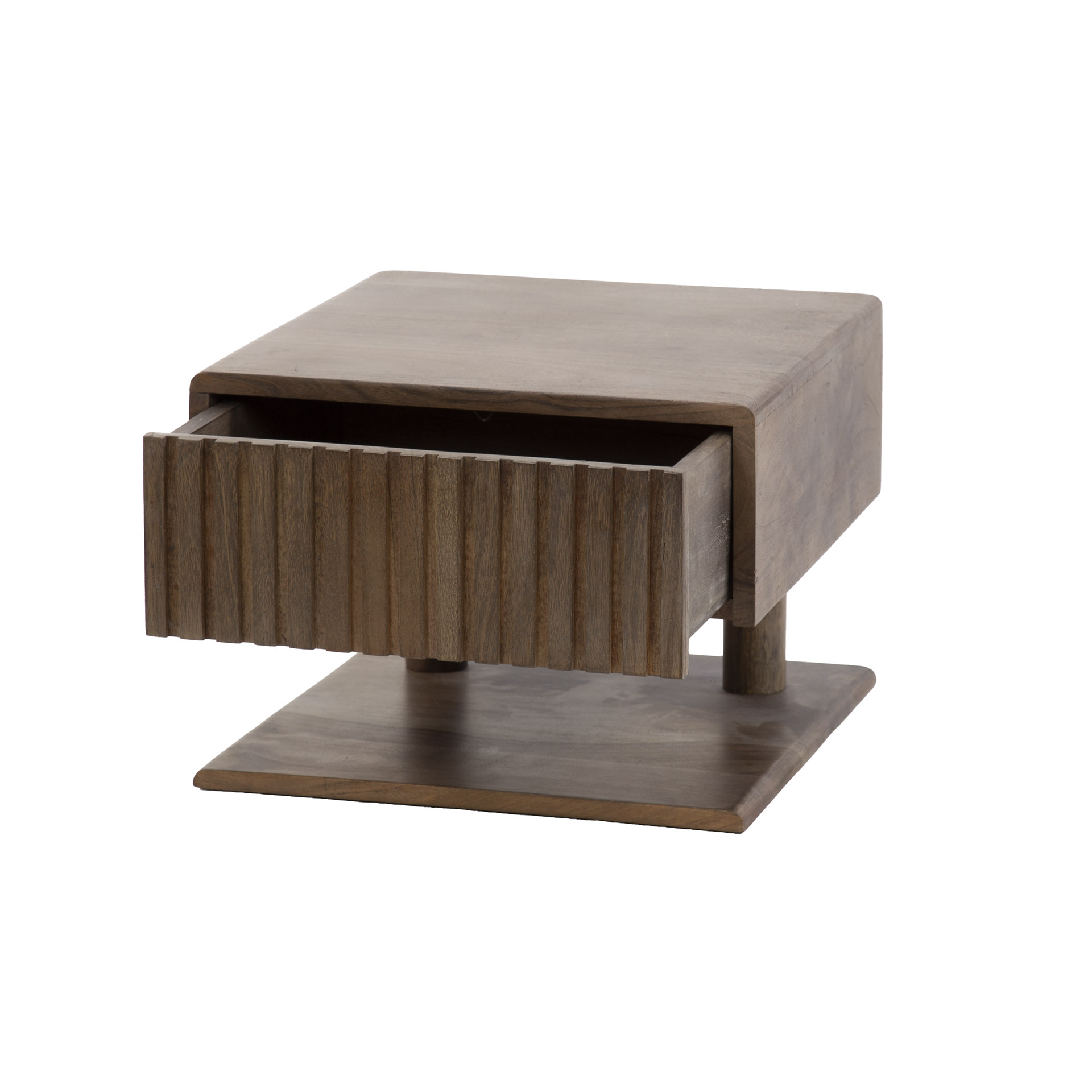 Mesita de noche Carve Shelve flotante 1 cajón / Acacia maciza marrón - Zijlstra