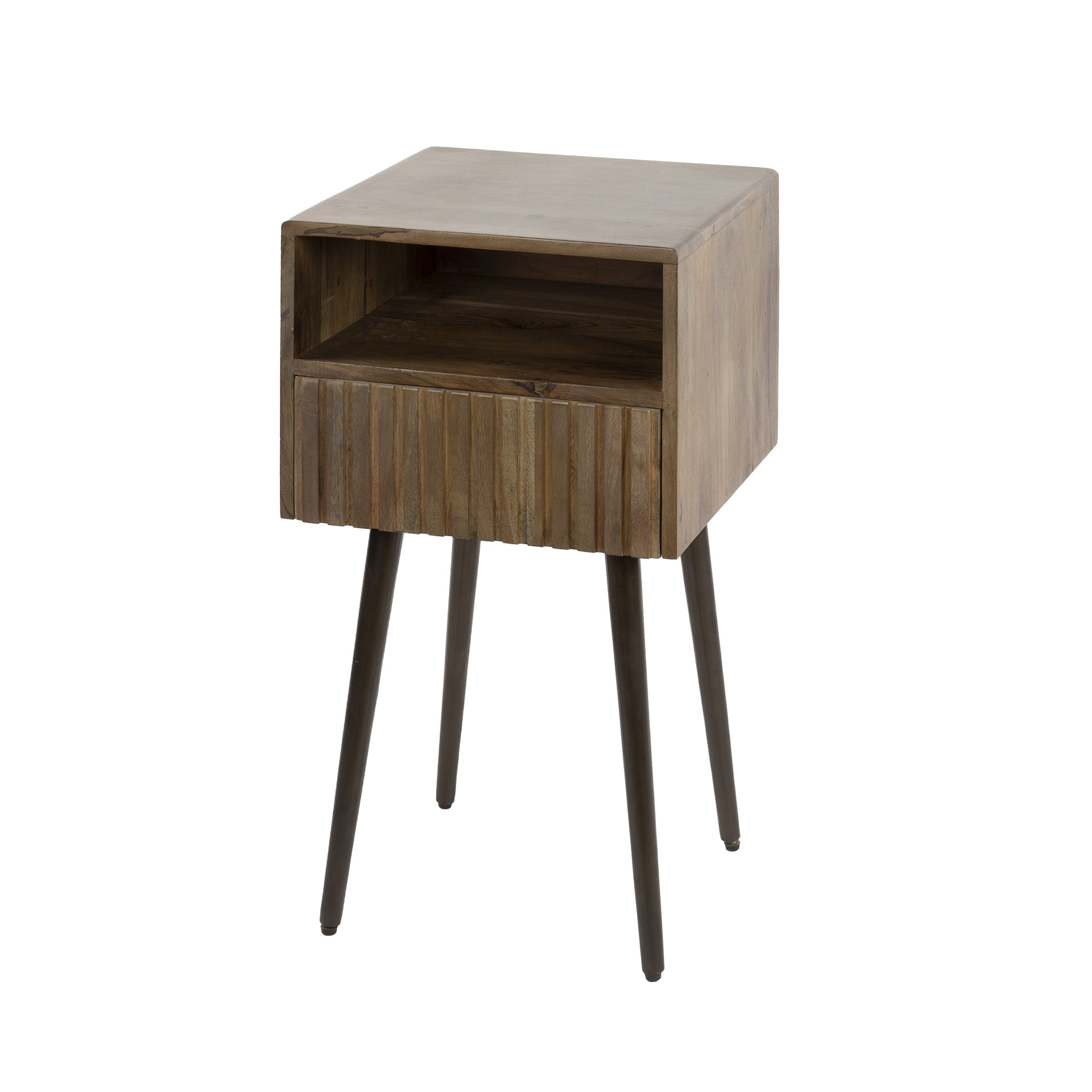 Mesita de noche Carve 1 cajón / Acacia maciza marrón - Zijlstra