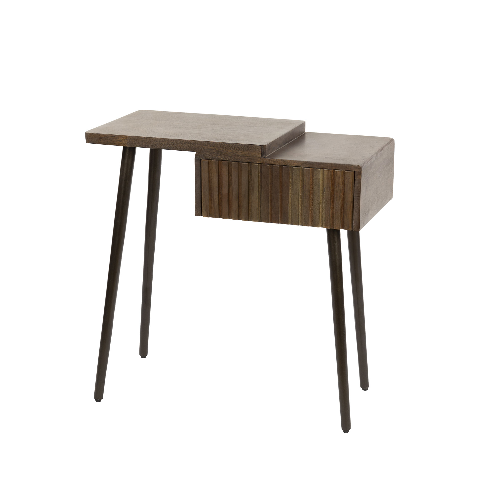 Mesita de noche Carve 1 cajón izquierda / Acacia maciza marrón - Zijlstra