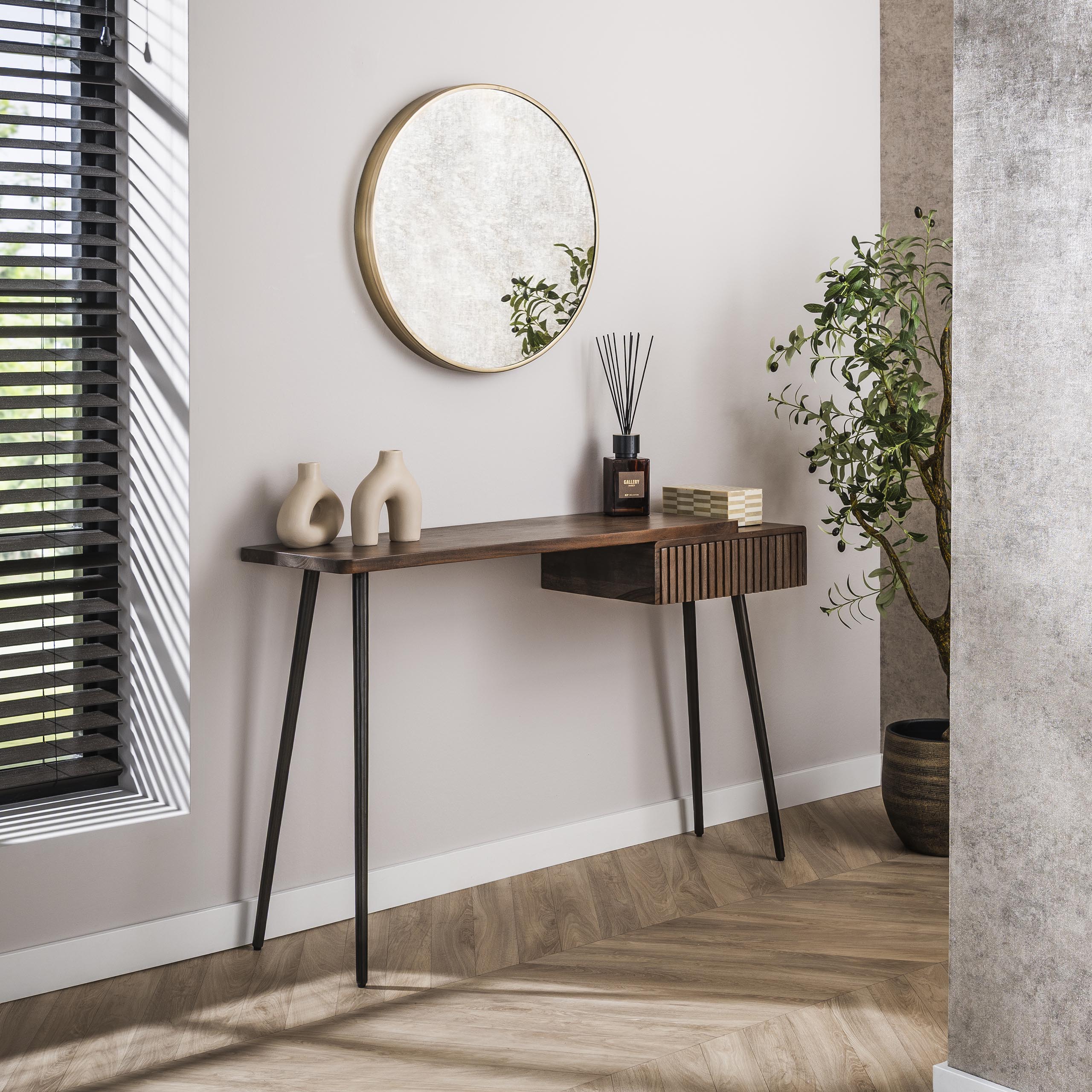 Hal-/kaptafel Carve 1 lade / Massief acacia bruin - Zijlstra