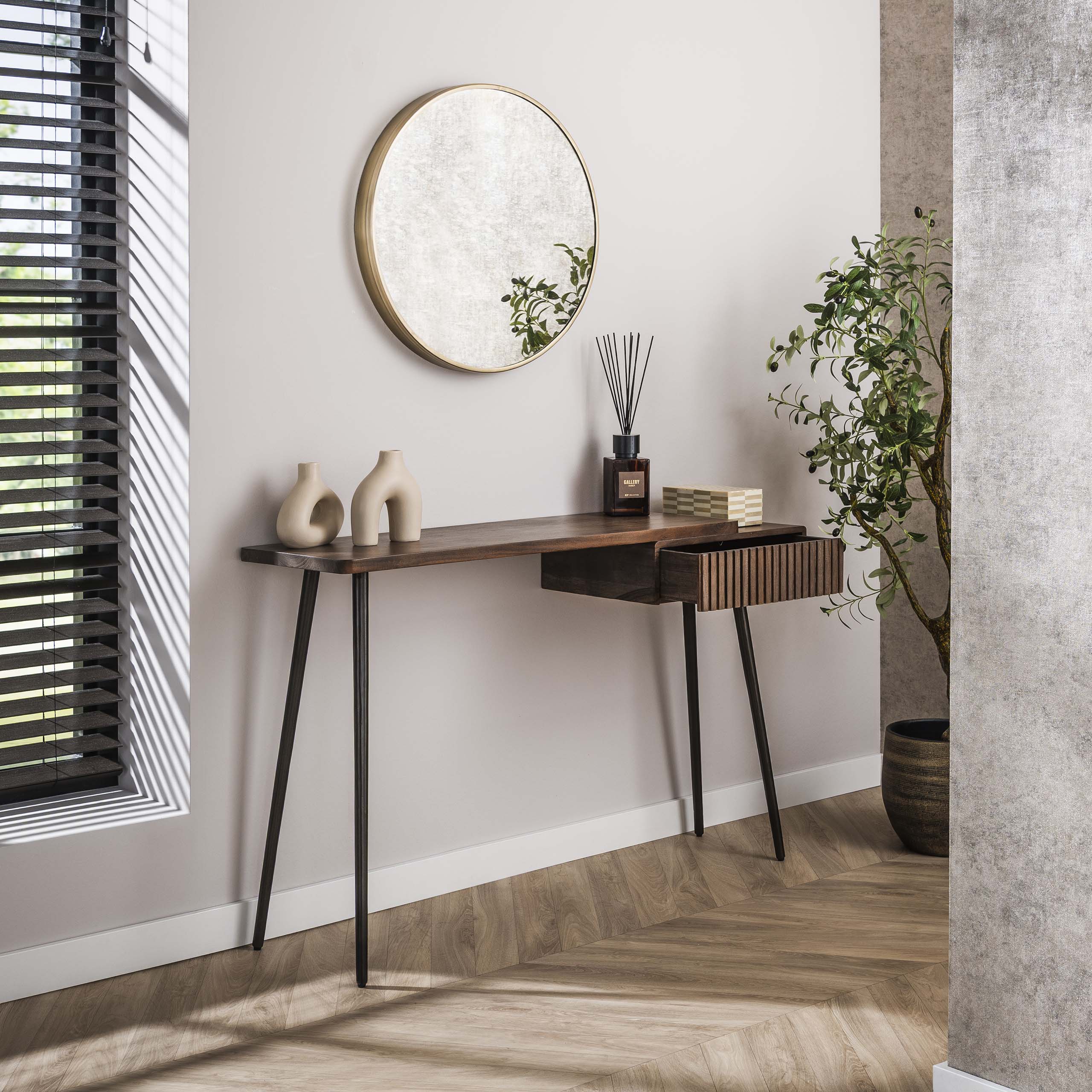 Hal-/kaptafel Carve 1 lade / Massief acacia bruin - Zijlstra
