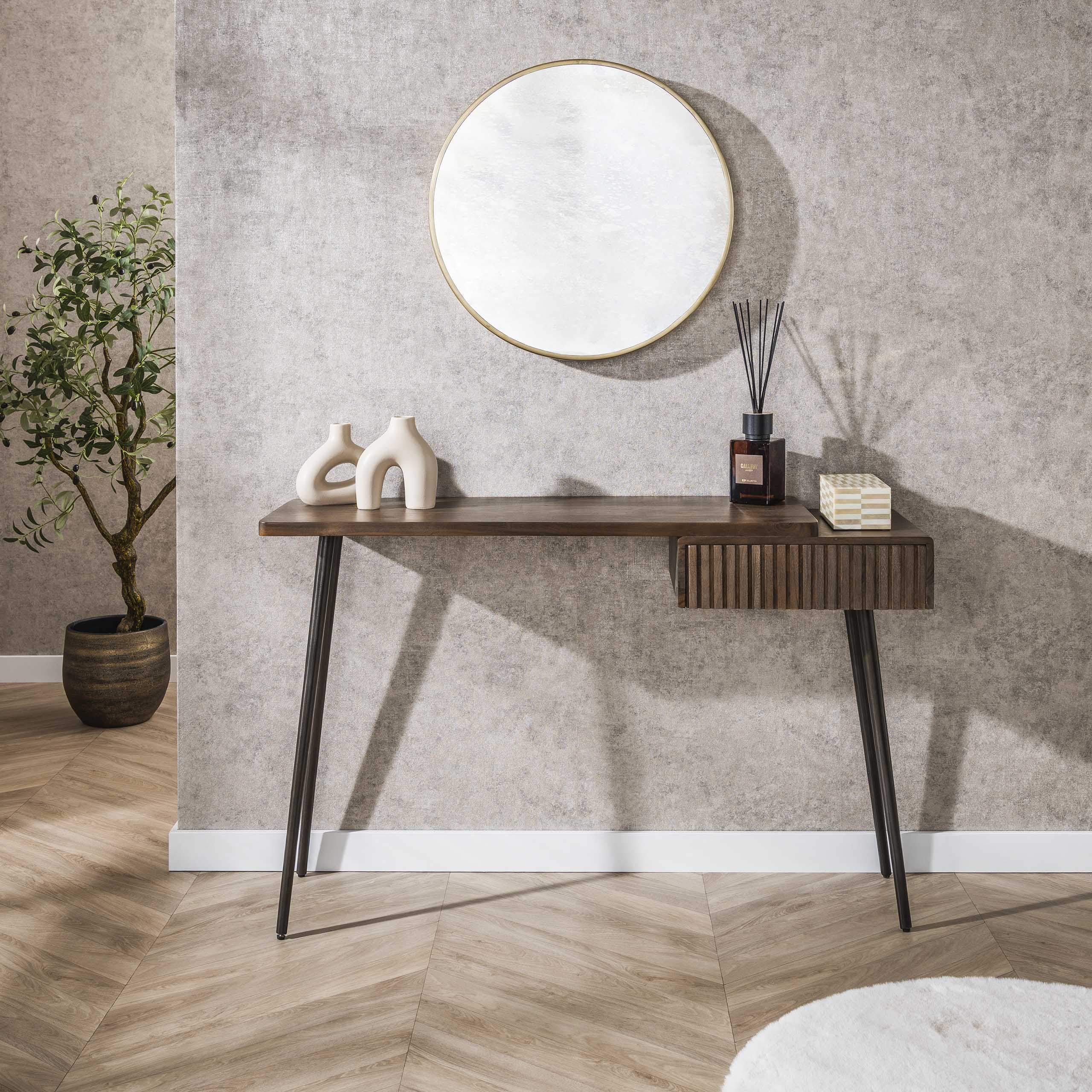 Hal-/kaptafel Carve 1 lade / Massief acacia bruin - Zijlstra