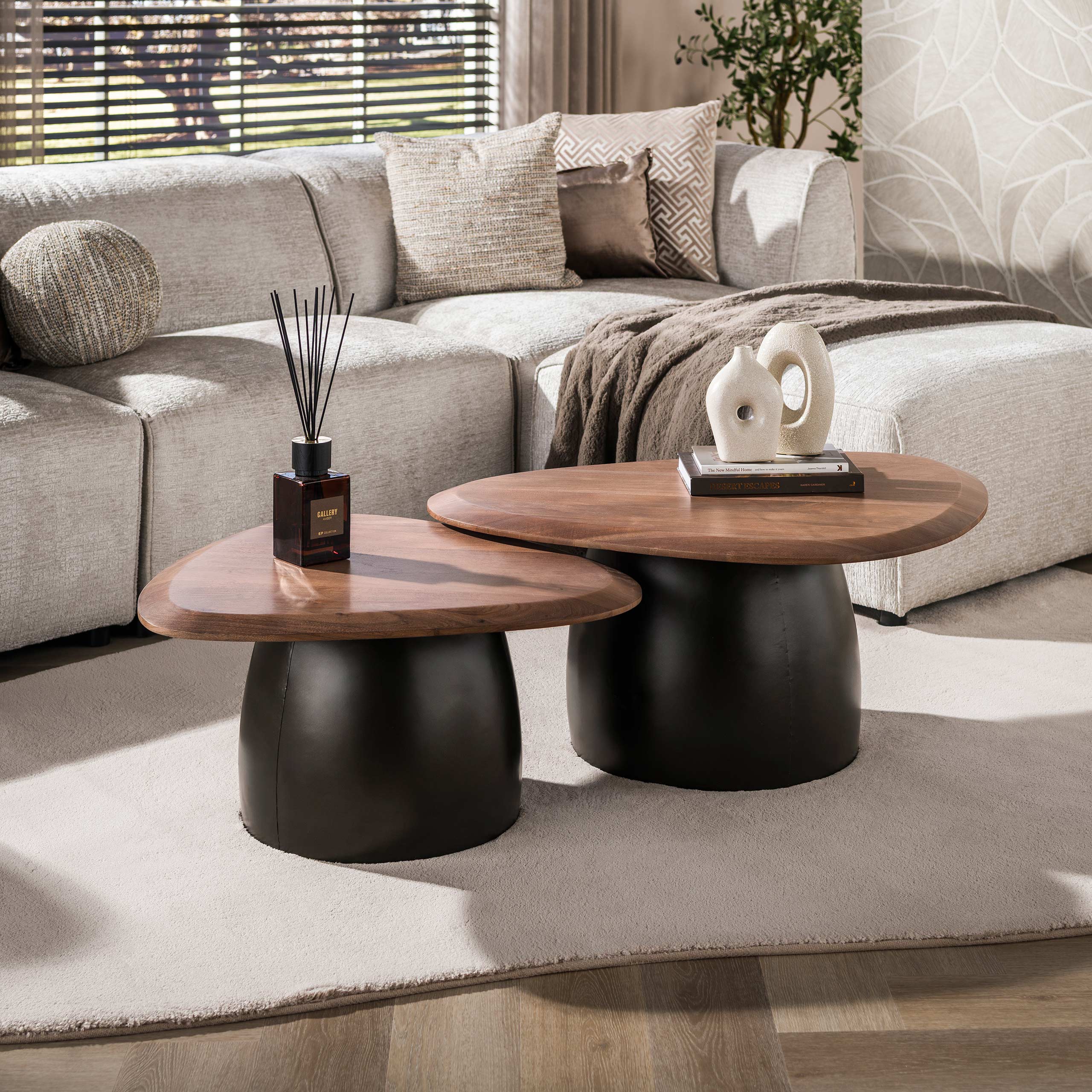 Salontafel Melta set van 2 / Massief acacia bruin - Zijlstra