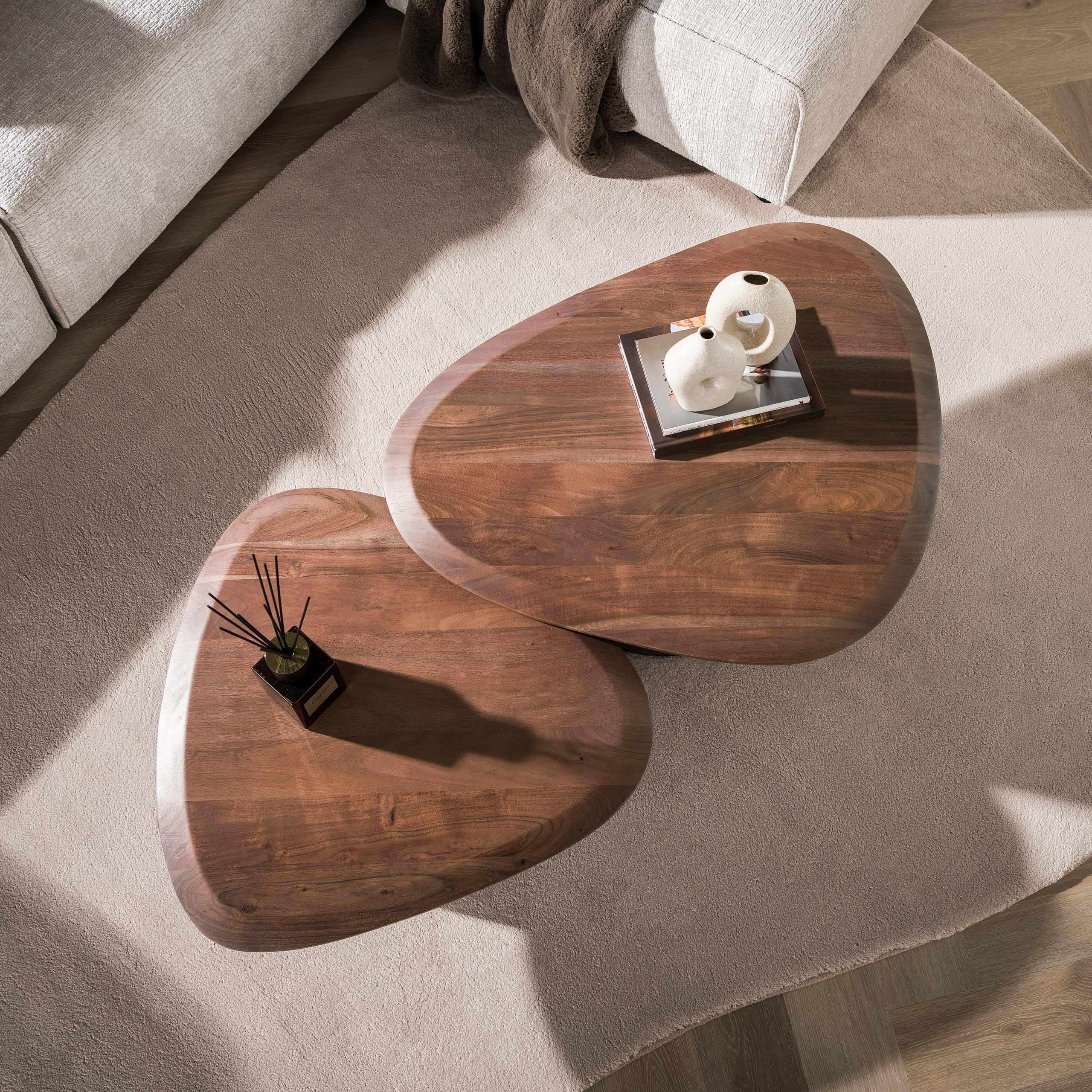 Salontafel Melta set van 2 / Massief acacia bruin - Zijlstra