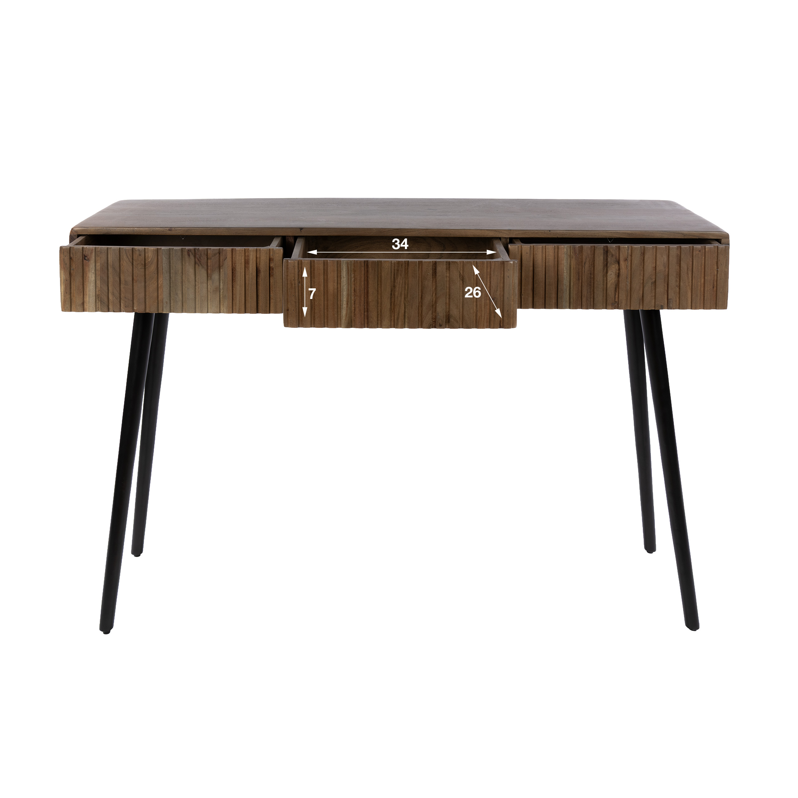 Konsolentisch Carve 3 Schubladen aus massivem Akazienholz Braun (Massiv acacia Braun) - Emmo Design