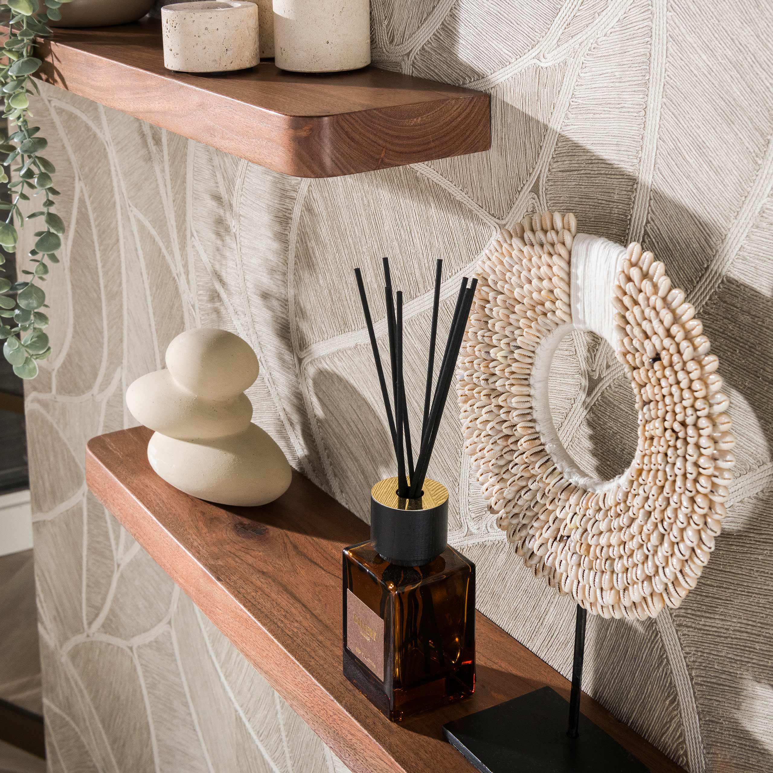 Wandplank Carve 60cm set van 3 / Massief acacia bruin - Zijlstra