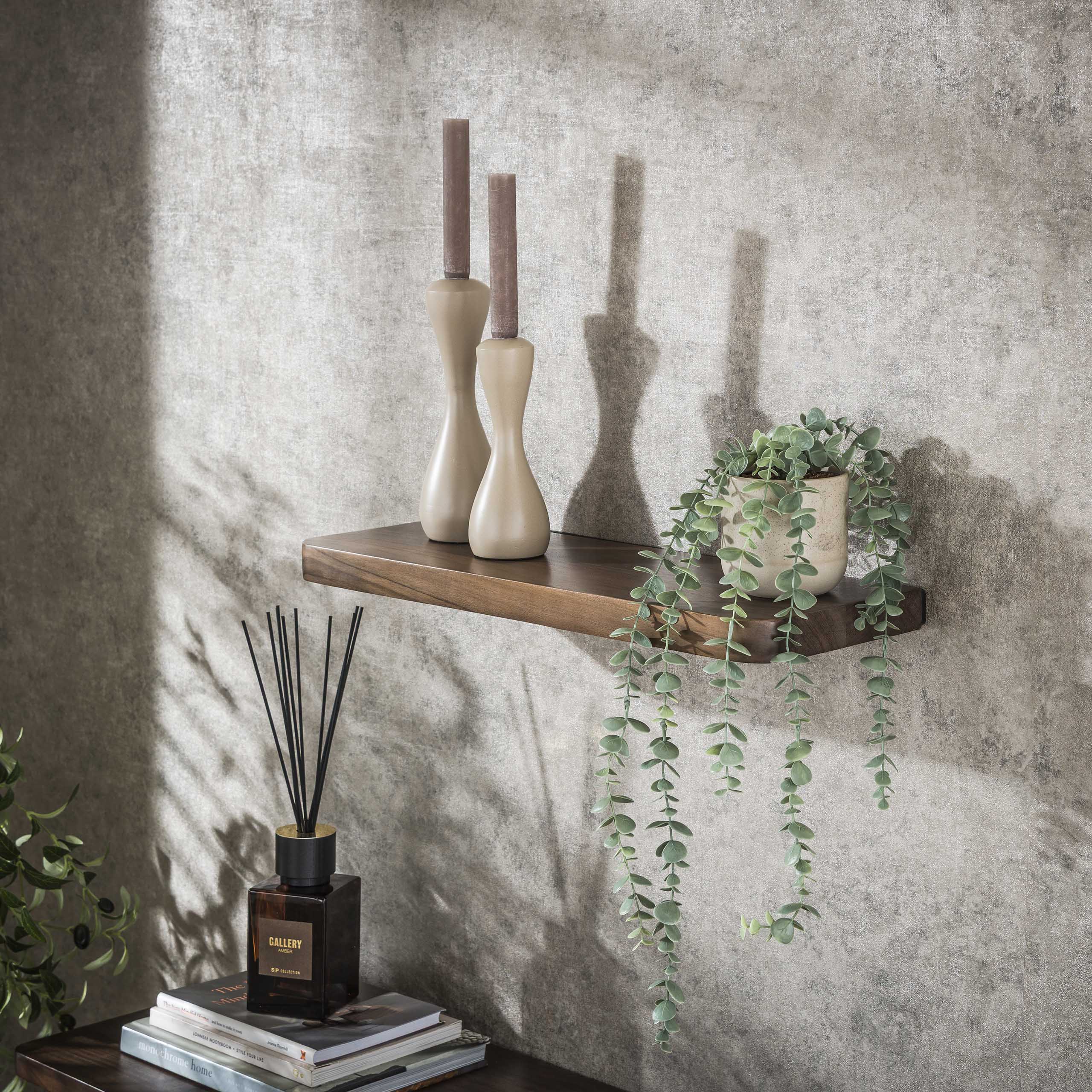 Wandplank Carve 60cm / Massief acacia bruin - Zijlstra