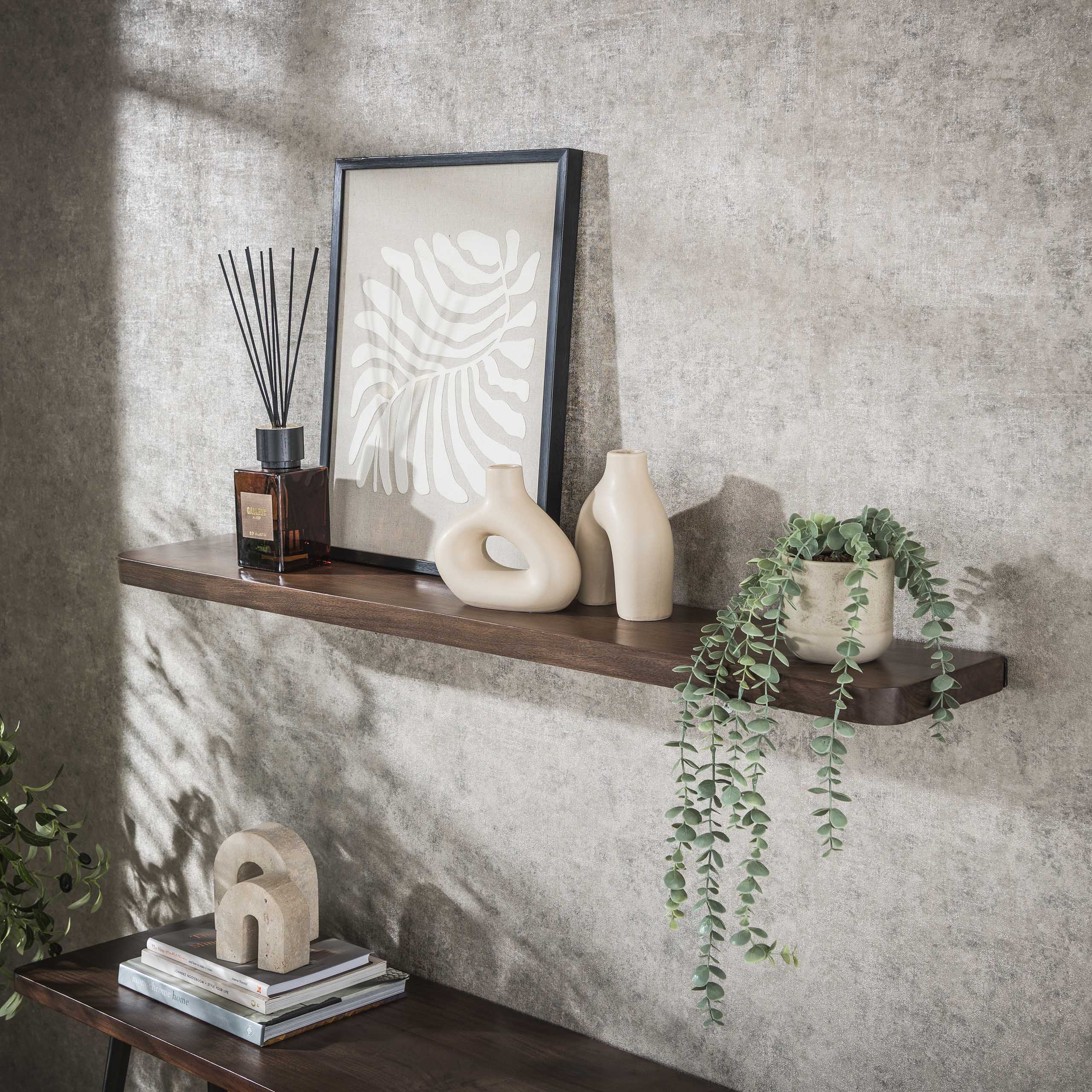 Estante de pared Carve 60 cm / Acacia maciza marrón - Zijlstra
