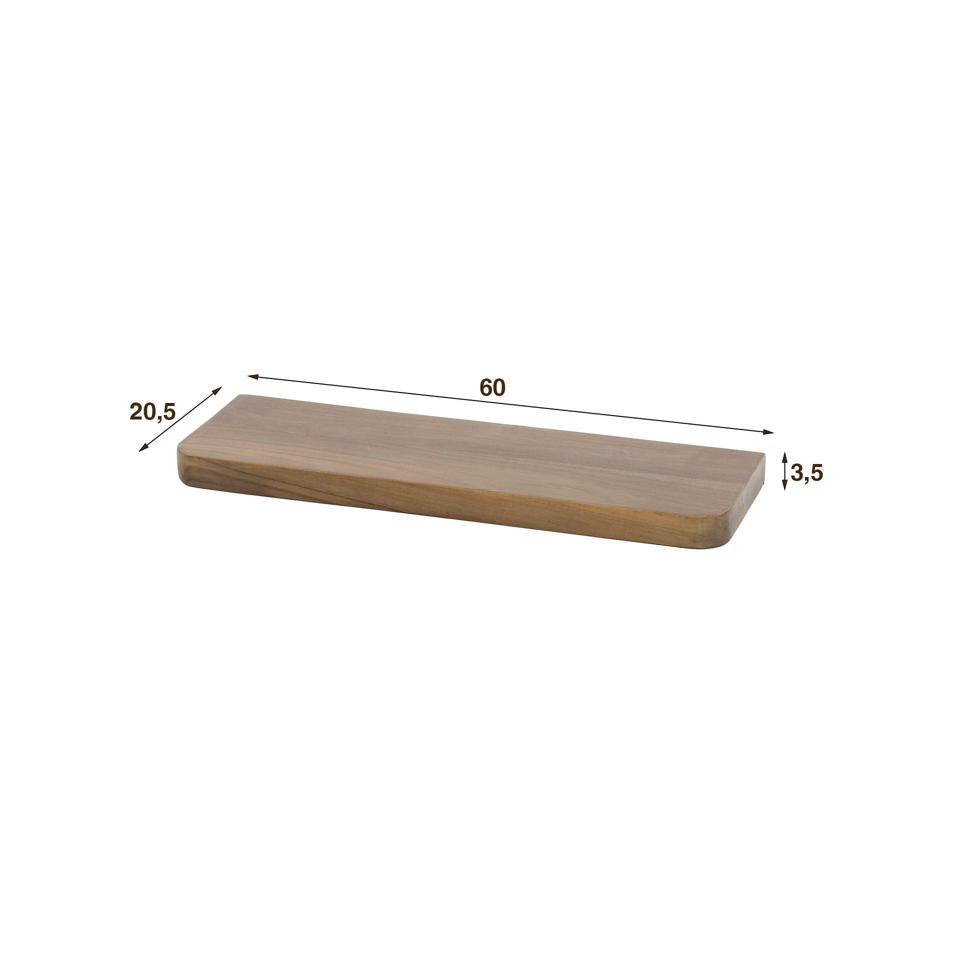 Estante de pared Carve 60 cm / Acacia maciza marrón - Zijlstra