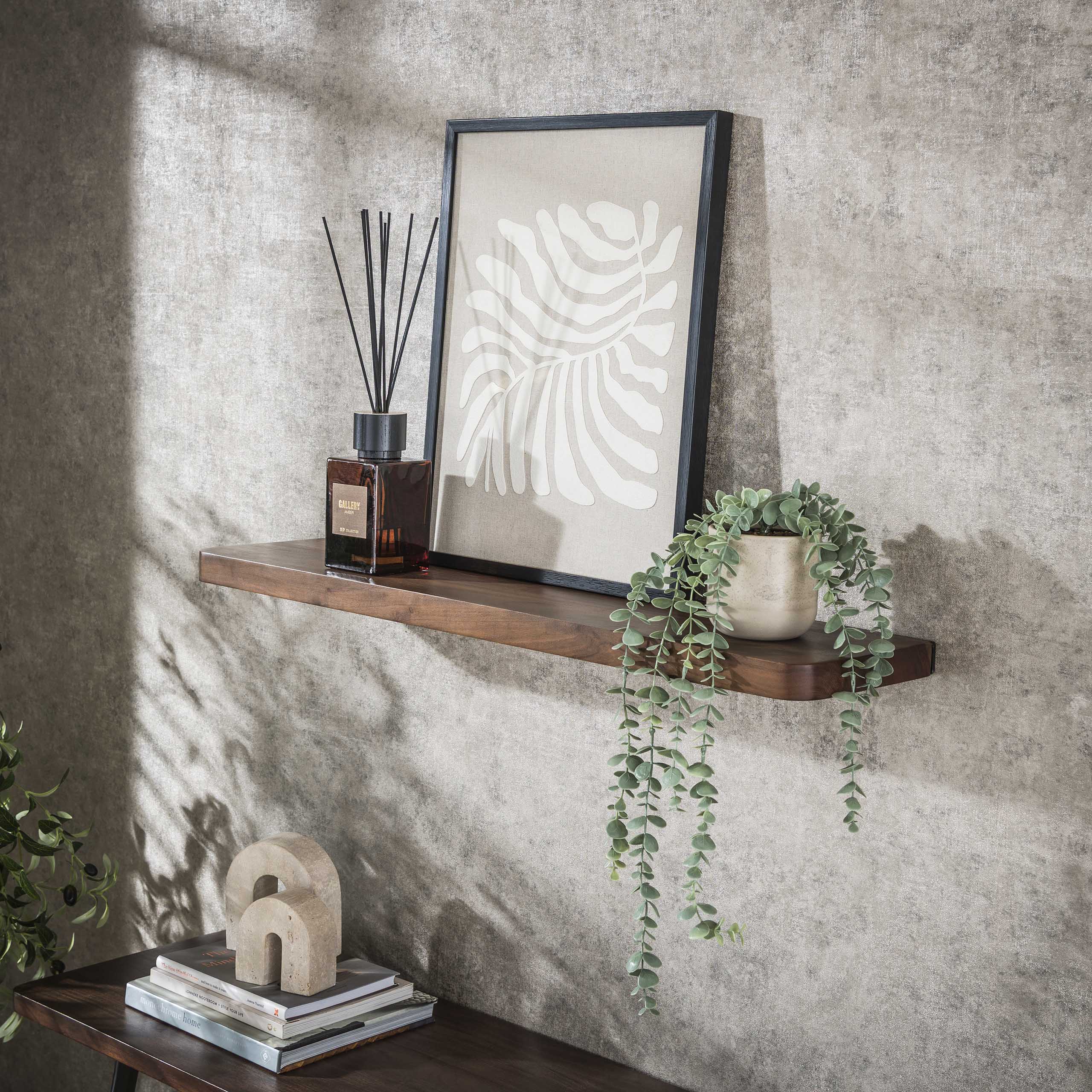 Estante de pared Carve 60 cm / Acacia maciza marrón - Zijlstra