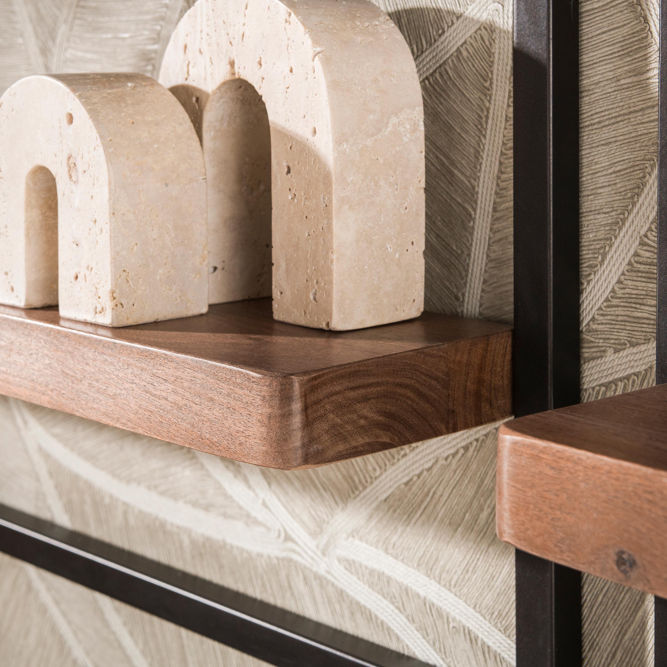 Wandschap Carve set van 5 / Massief acacia bruin - Zijlstra