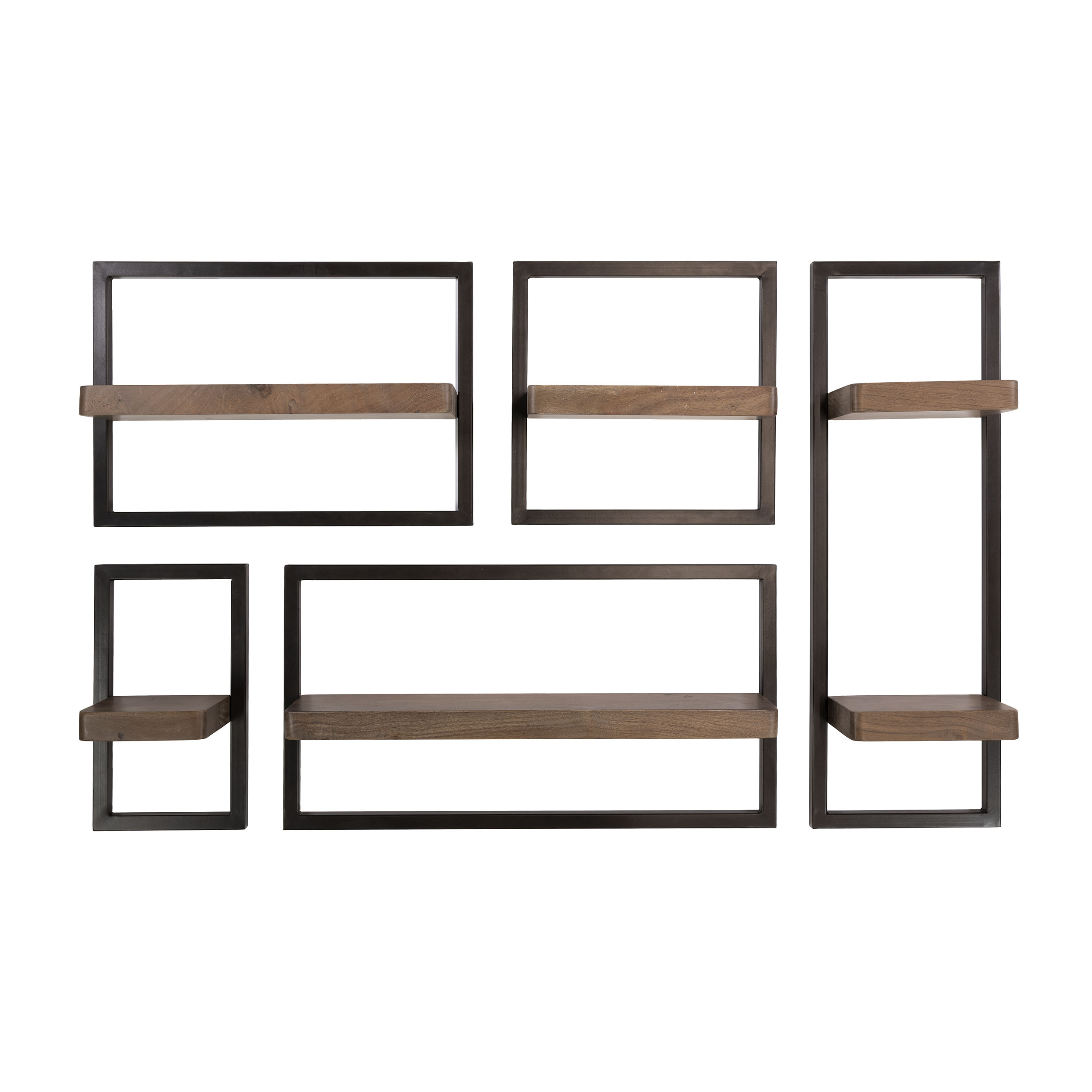 Estantería de pared Carve juego de 5 / Acacia maciza marrón - Zijlstra