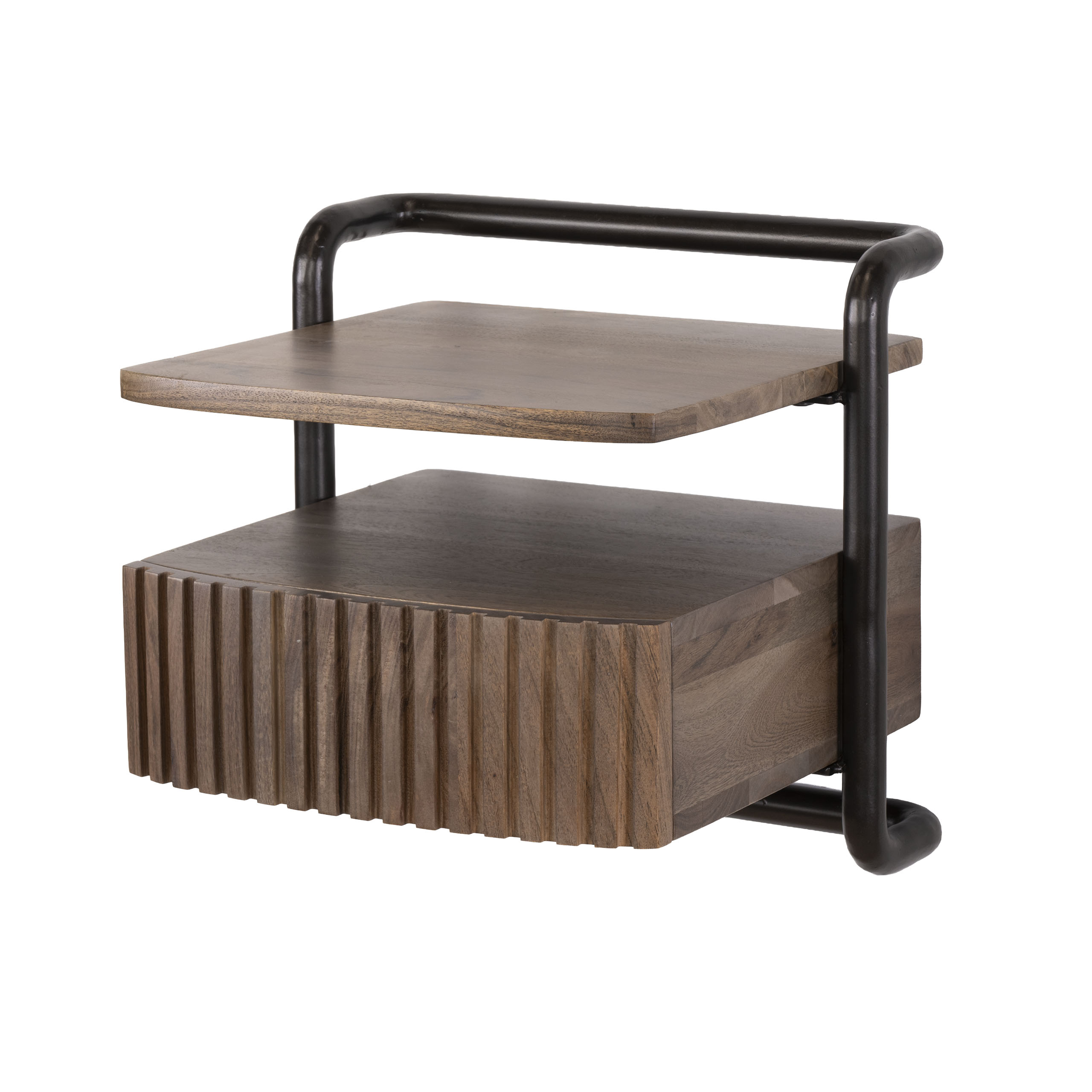 Mesita de noche Linea flotante 1 cajón / Acacia maciza marrón - Zijlstra