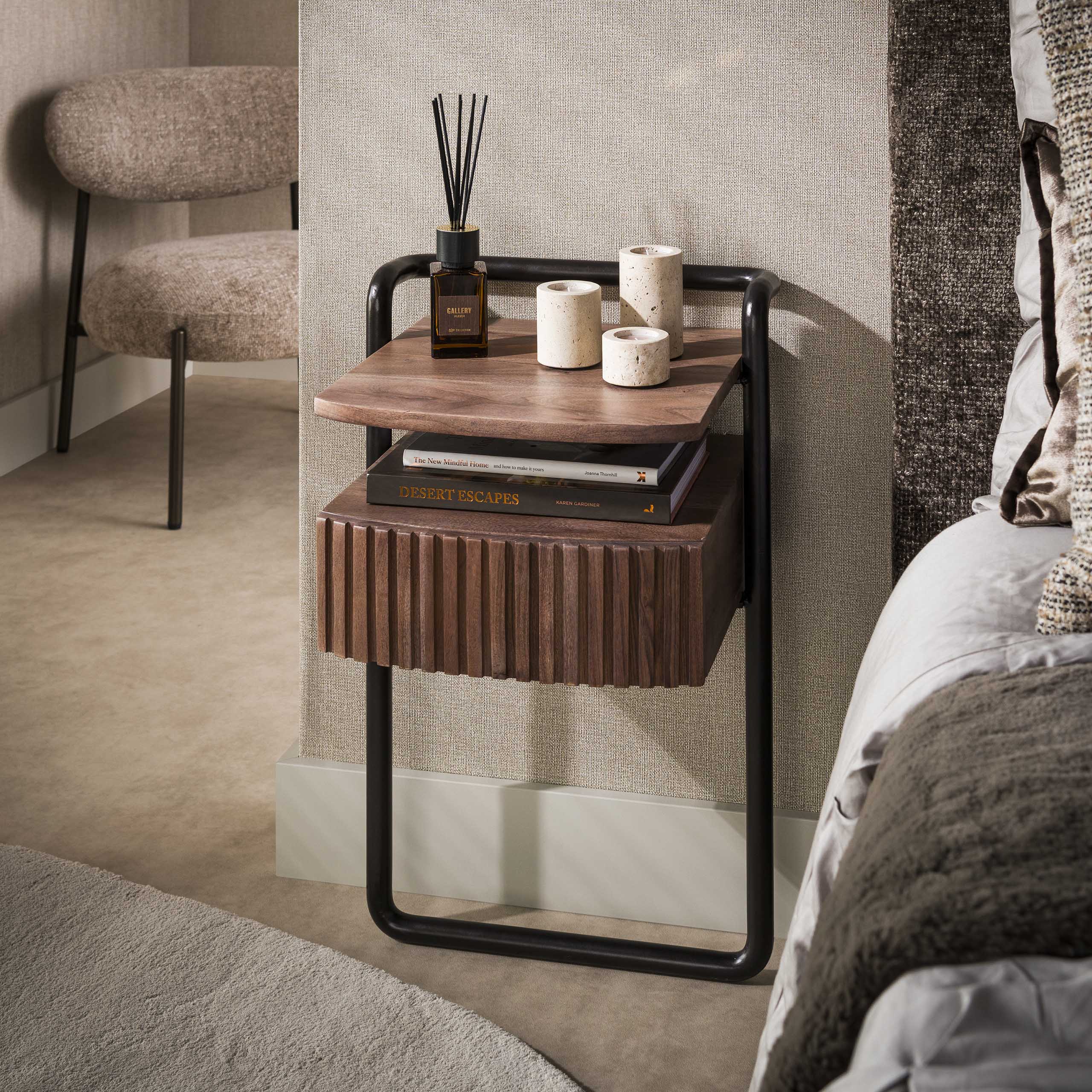 Nachtkastje Linea 1 lade / Massief acacia bruin - Zijlstra