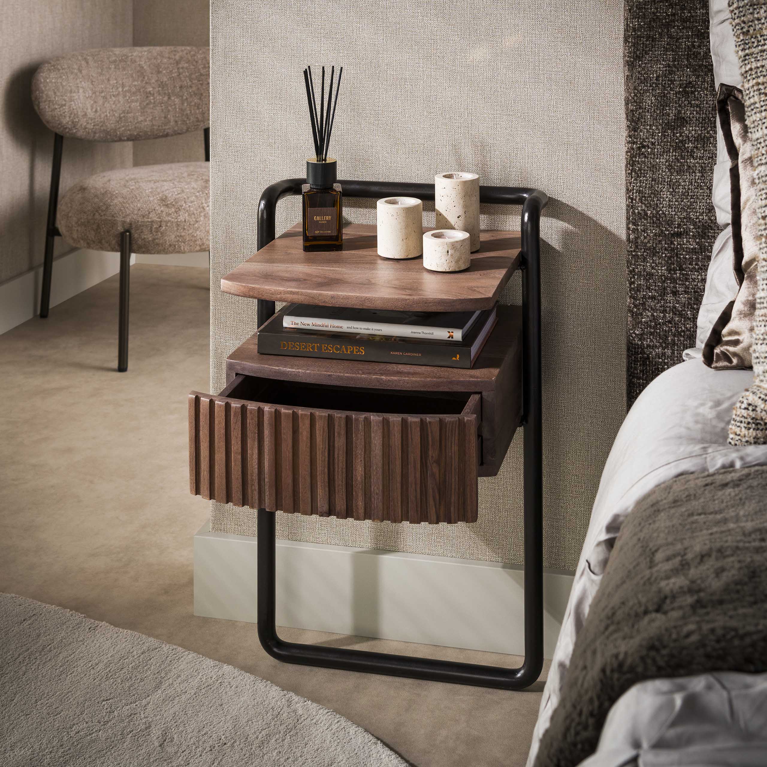 Nachtkastje Linea 1 lade / Massief acacia bruin - Zijlstra