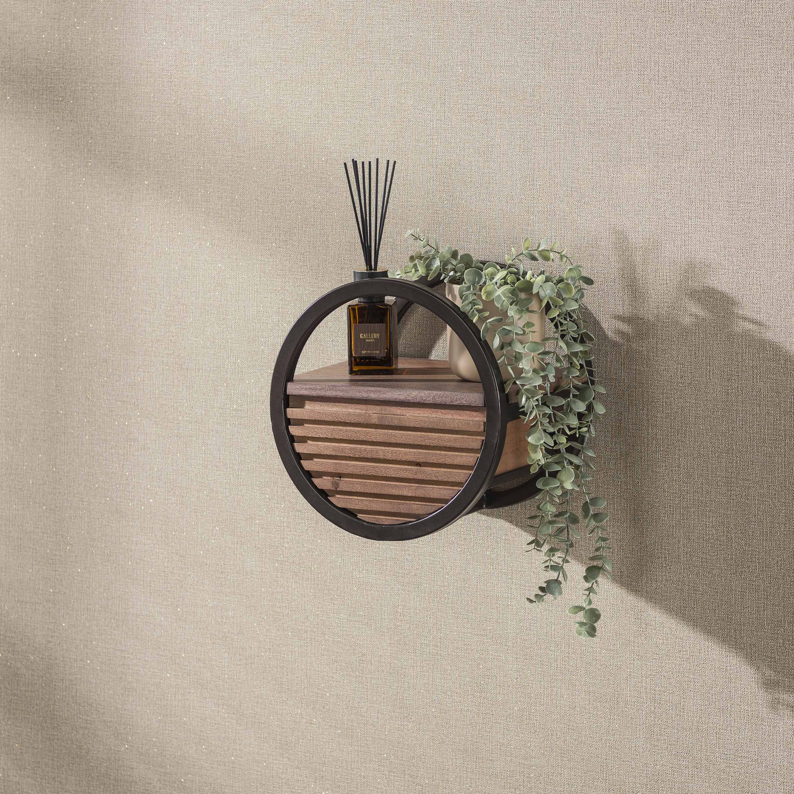 Wandschap Circular 1 lade Ø30cm / Massief acacia bruin - Zijlstra