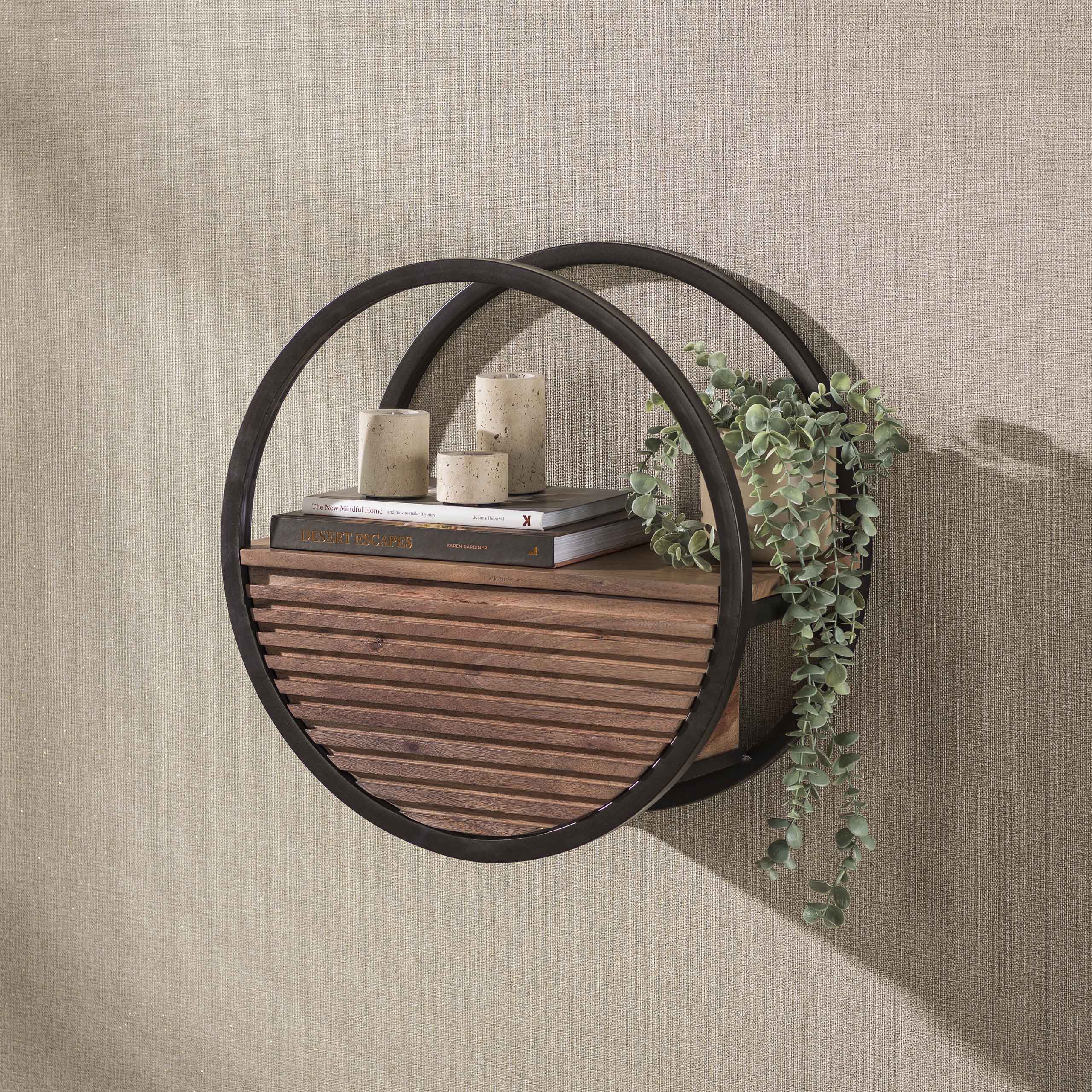 Wandboard Circular 1 Schublade Ø40cm / Massives Akazienholz braun - Zijlstra
