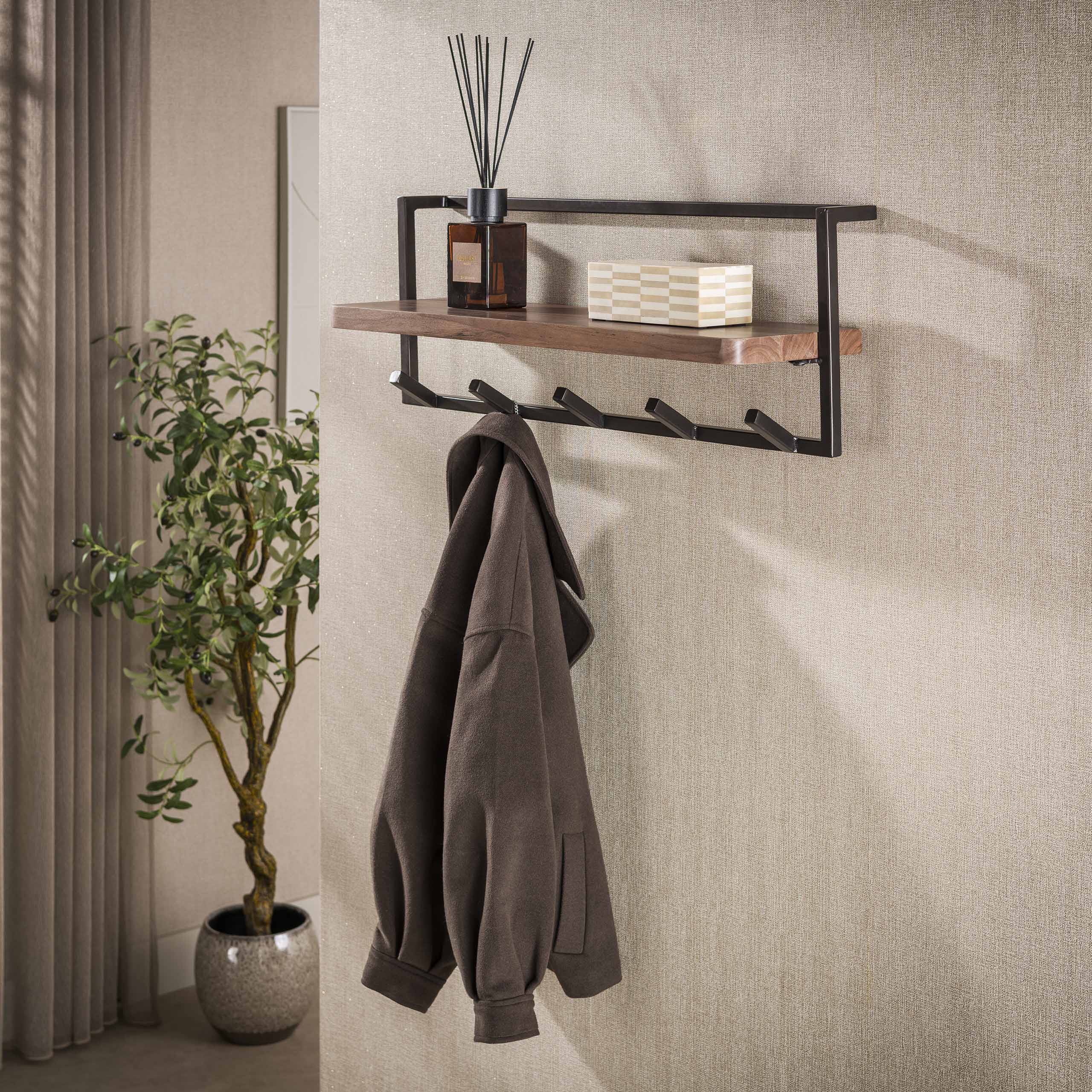Kapstok Air Pure 6 haken / Massief acacia bruin - Zijlstra