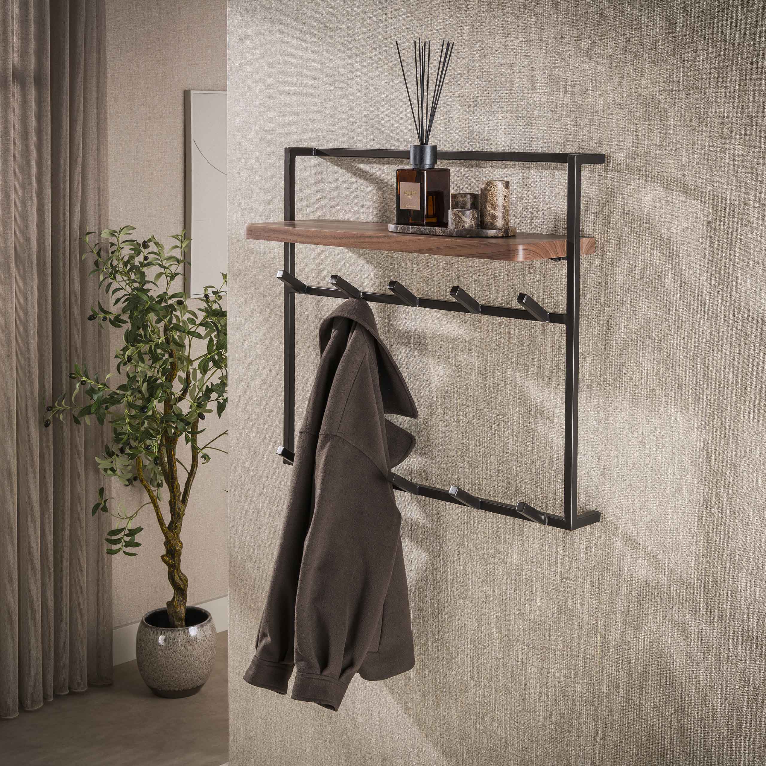 Kapstok Air Pure hoog 2x5 haken / Massief acacia bruin - Zijlstra