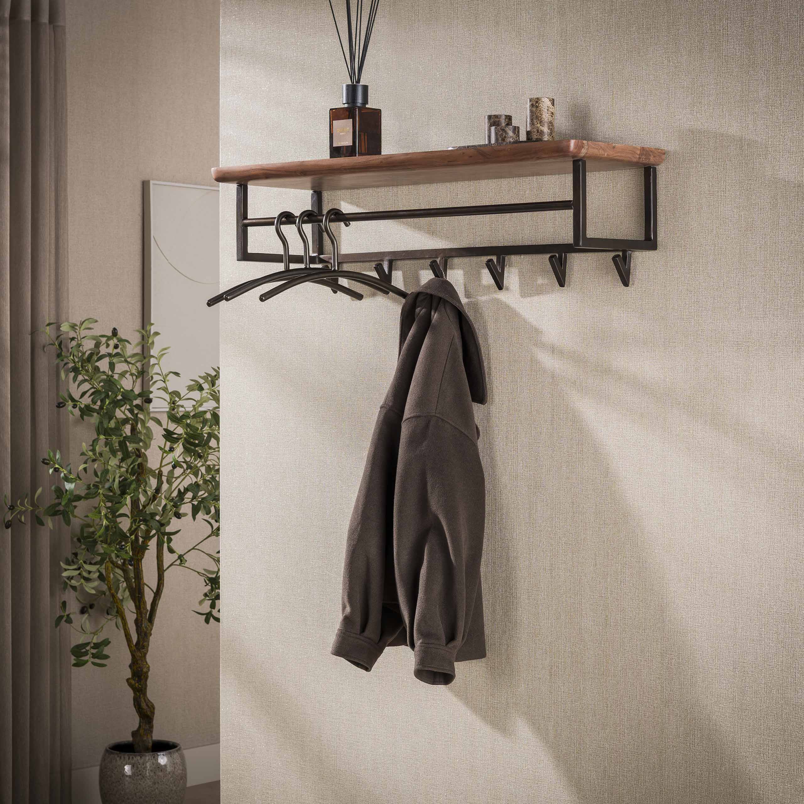 Kapstok Edge Curve 6 haken / Massief acacia bruin - Zijlstra