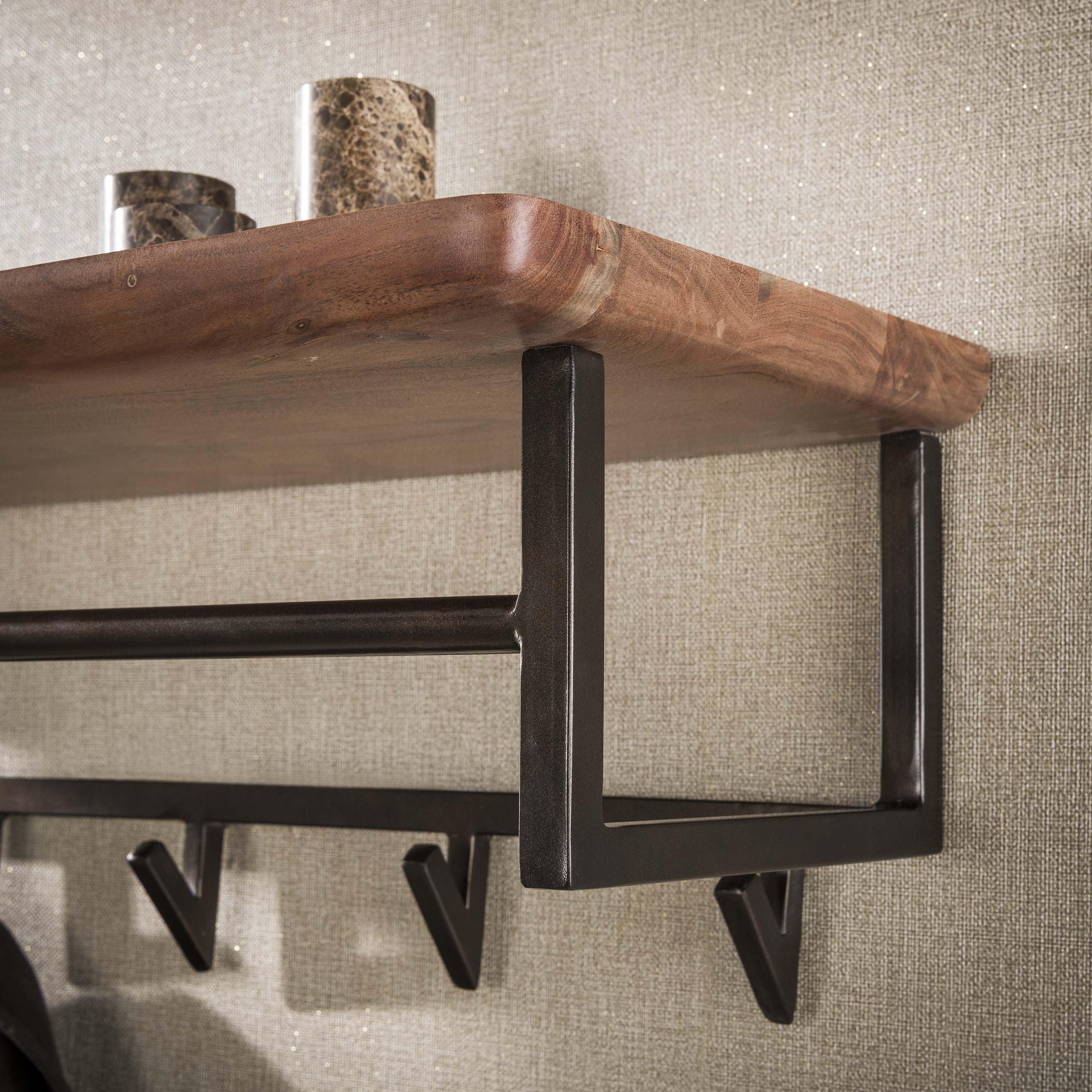 Kapstok Edge Curve 6 haken / Massief acacia bruin - Zijlstra