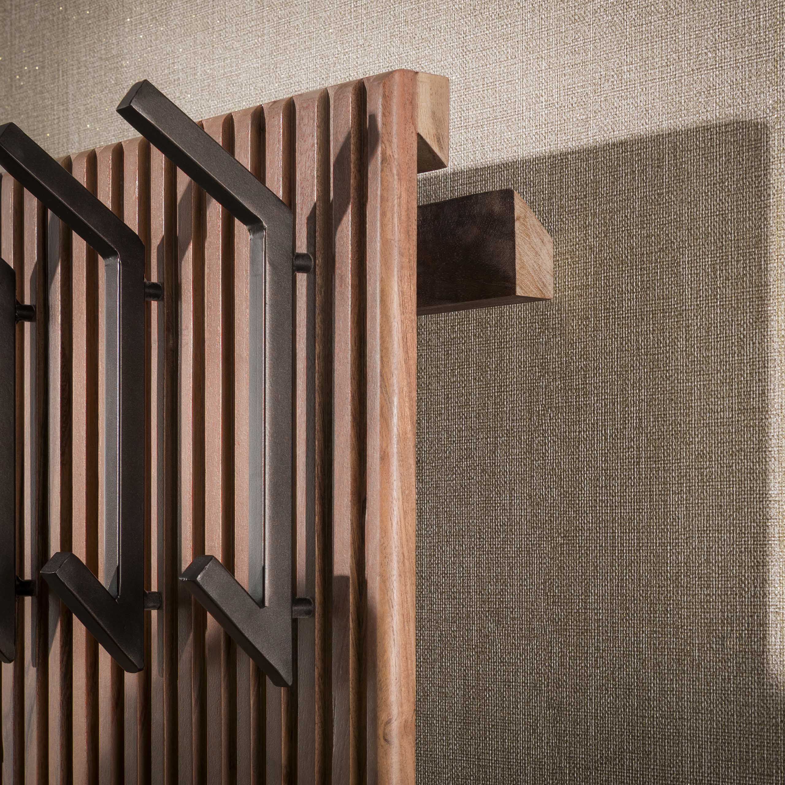 Kapstok Panel hoog 10 haken / Massief acacia bruin - Zijlstra