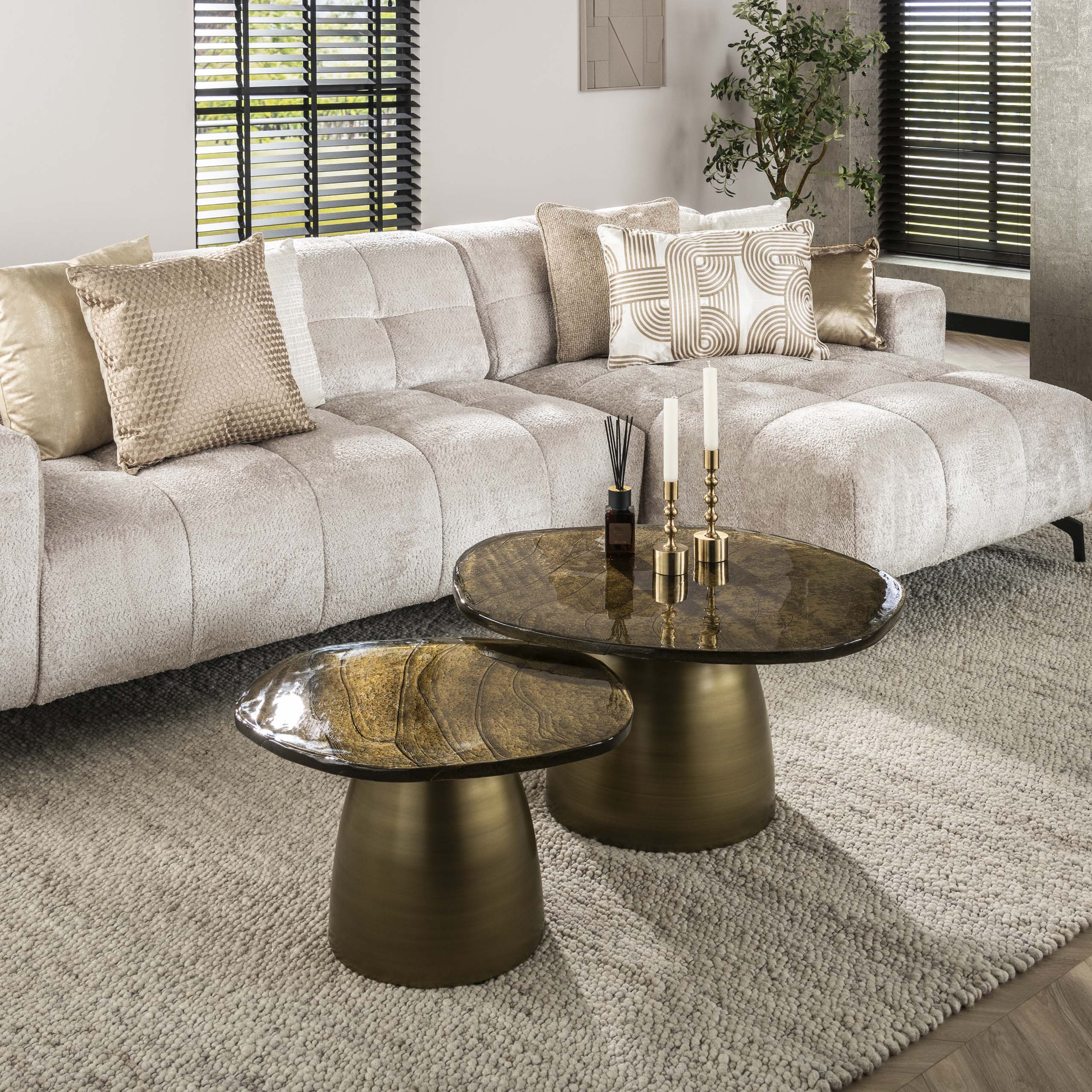 Couchtisch-Set Eclipse (2-teilig) in Antikgold (Antiek Gold) - Emmo Design