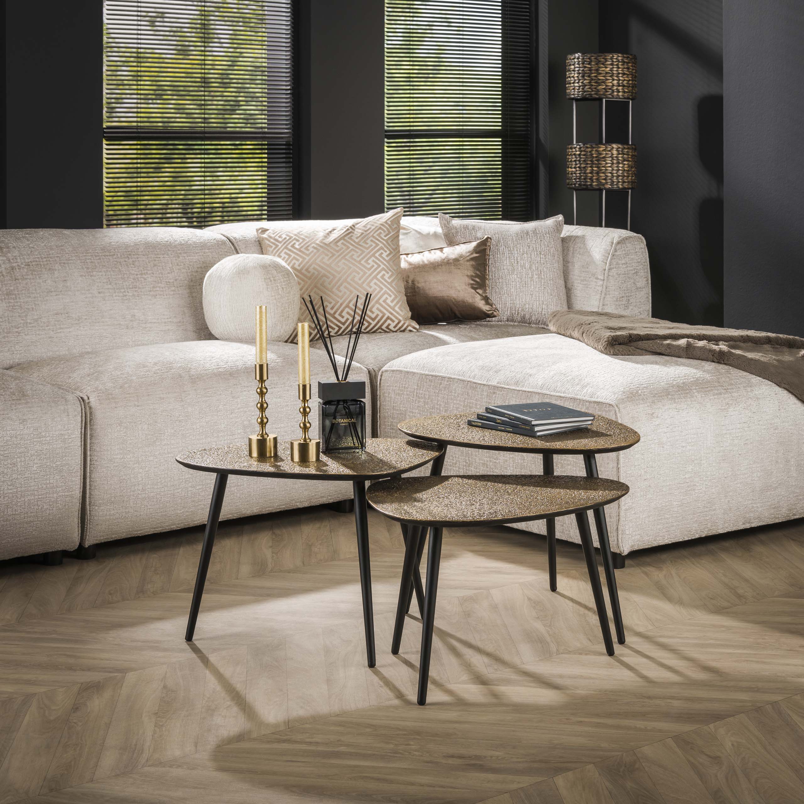 Salontafel Metallic driehoekig set van 3 / Antiek brons - Zijlstra