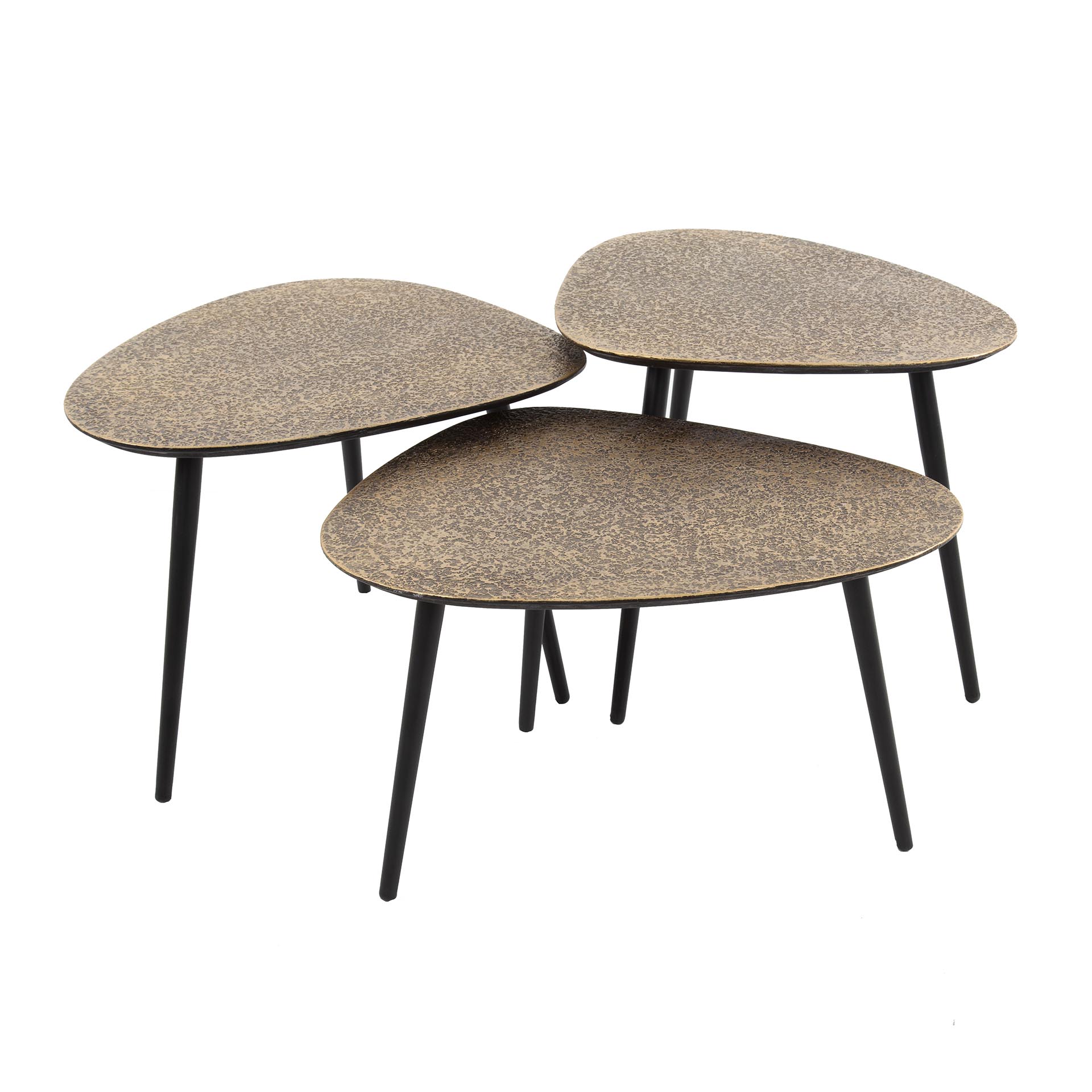 Salontafel Metallic driehoekig set van 3 / Antiek brons - Zijlstra
