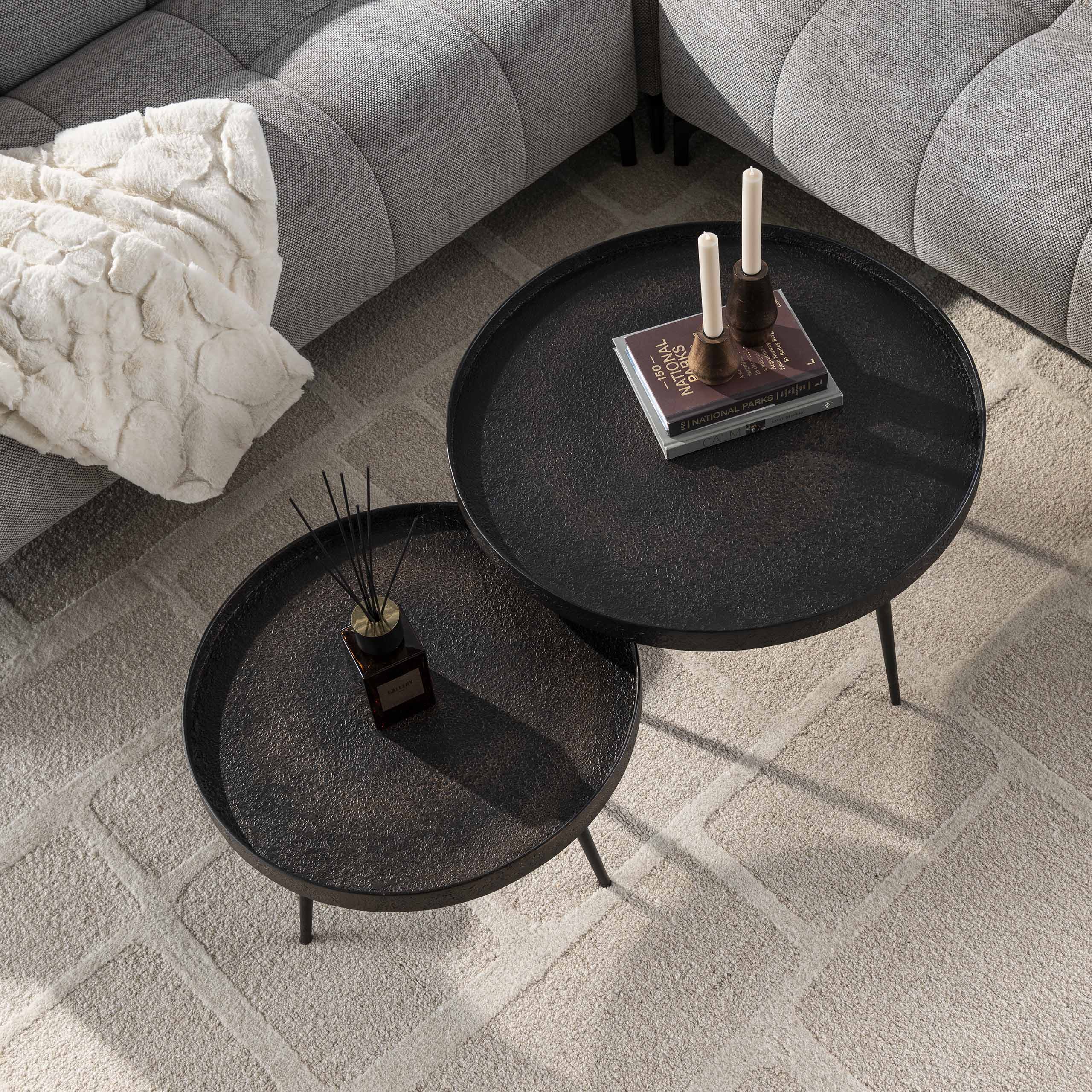 Salontafel Metallic rond set van 2 / Grijs - Zijlstra
