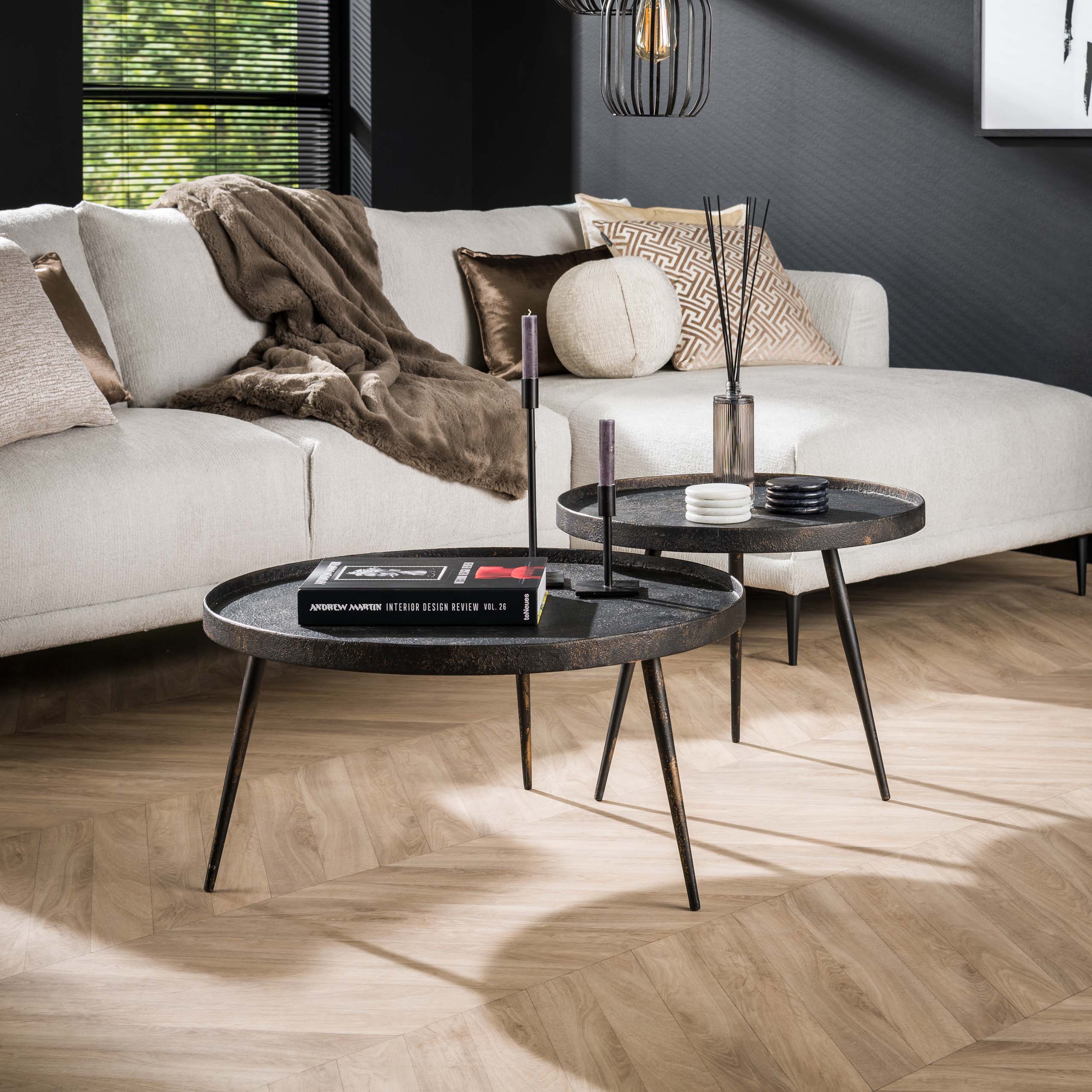 Salontafel Metallic rond set van 2 / Grijs - Zijlstra