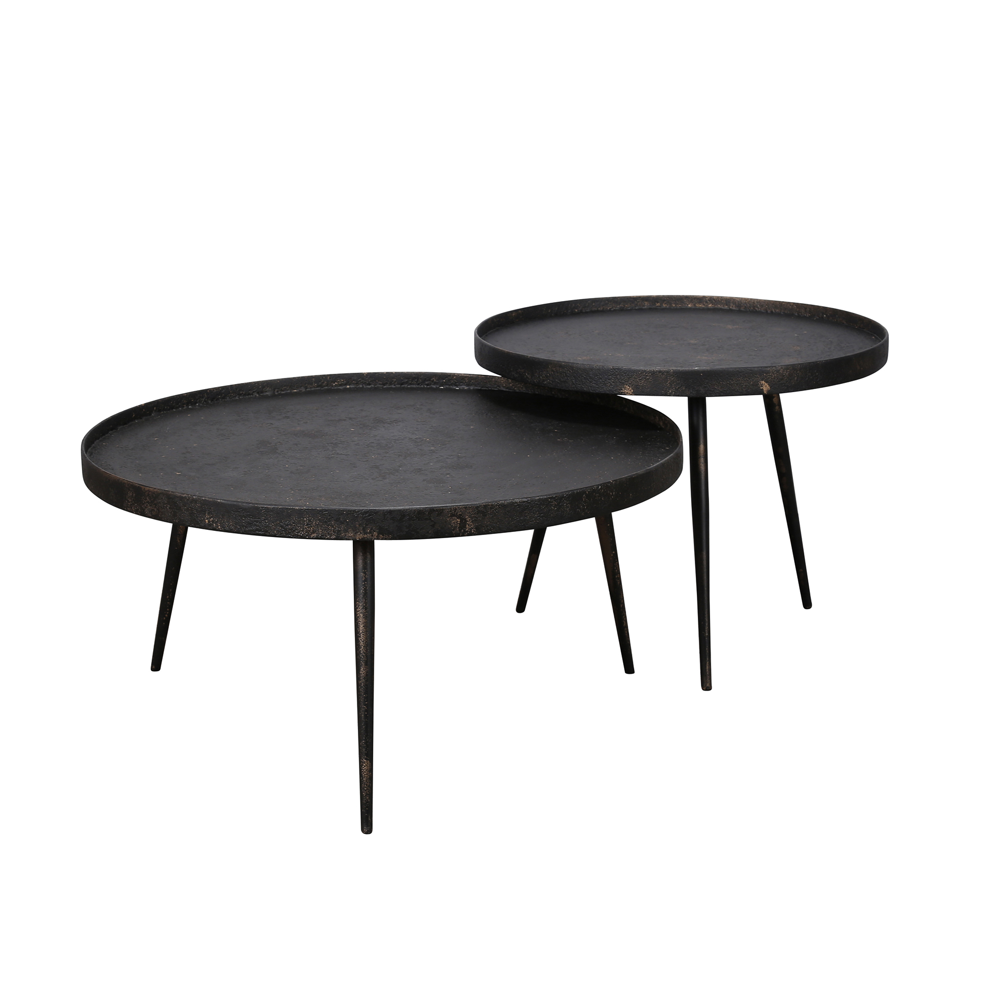 Couchtisch-Set Metallic rond (2-teilig) in Grau - Emmo Design