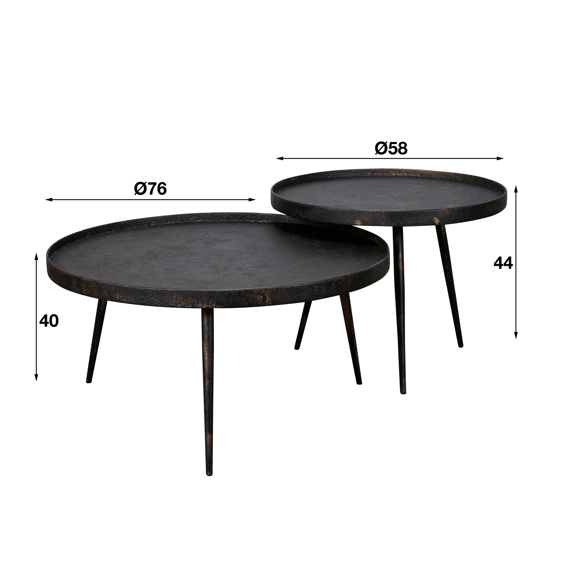 Salontafel Metallic rond set van 2 / Grijs - Zijlstra