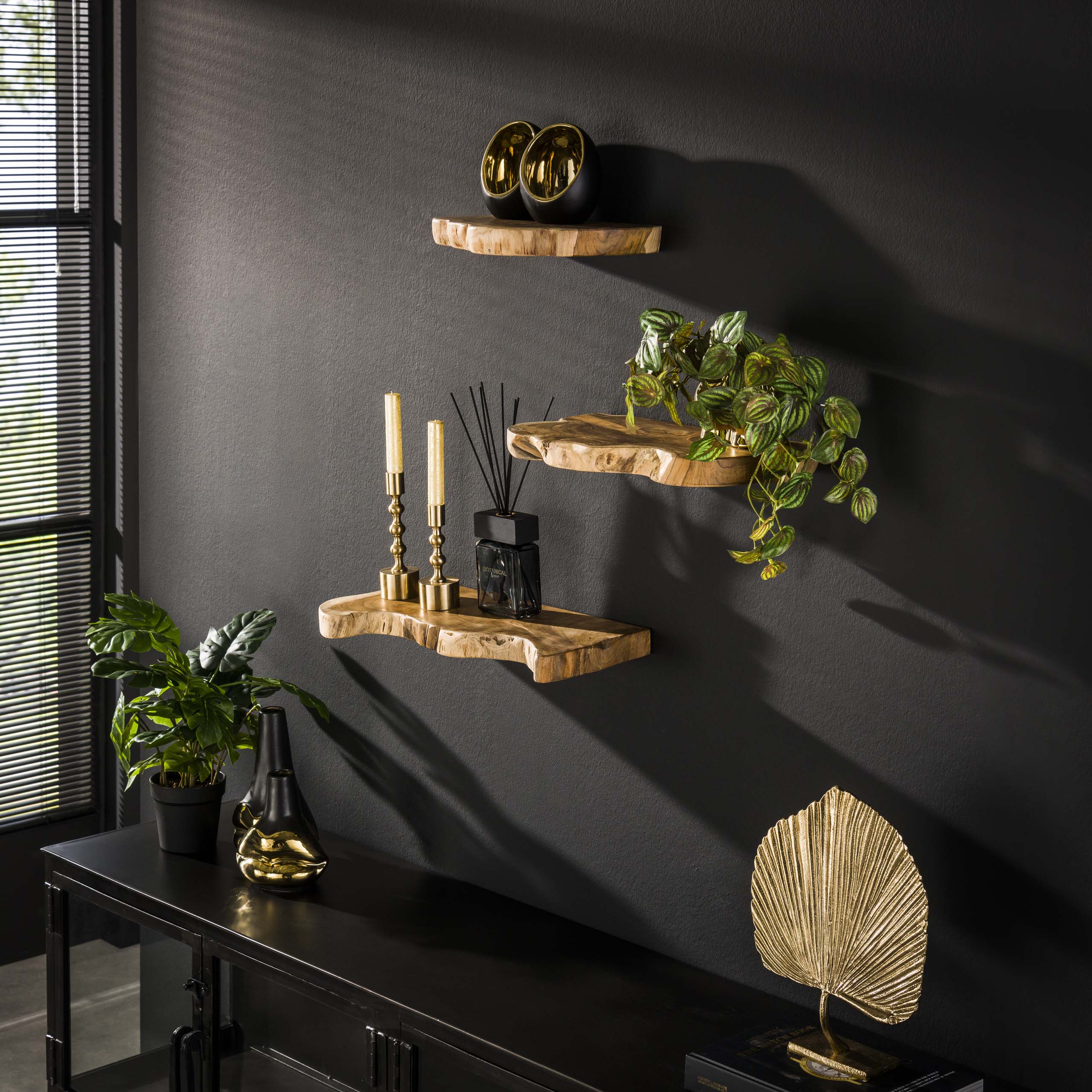 Wandschap Natural Line set van 3 / Massief teak - Zijlstra