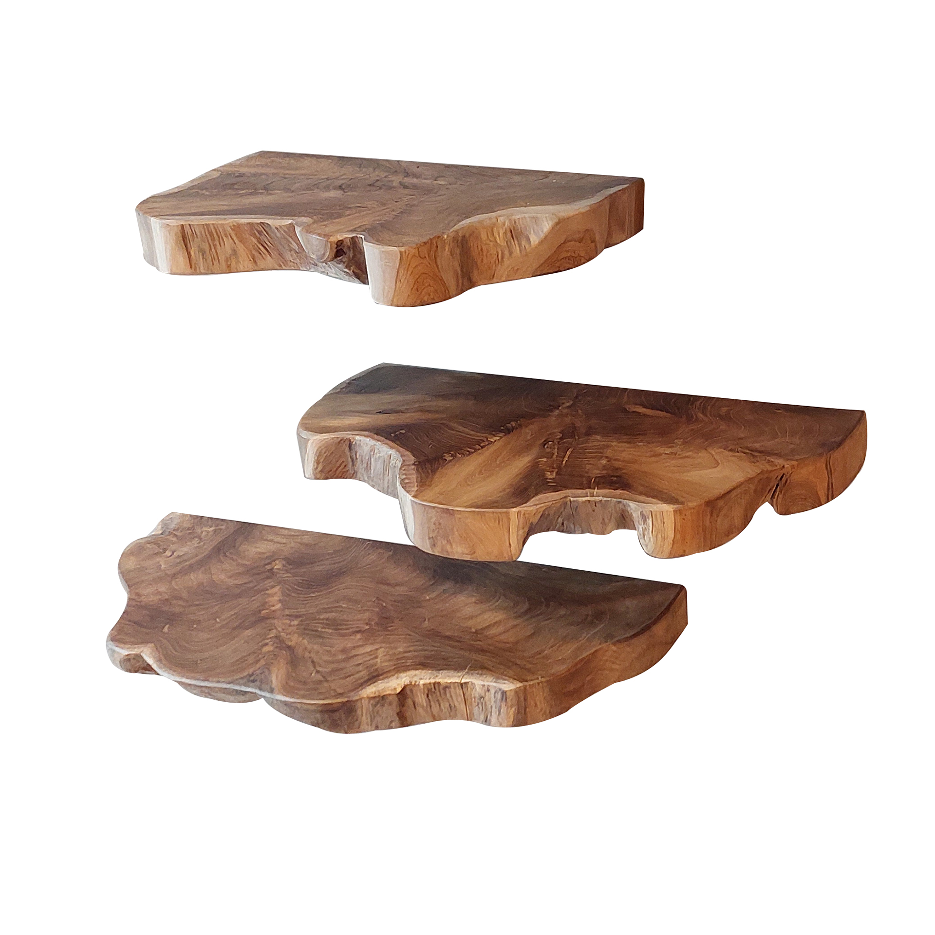 Estante de pared Natural Line, set de 3 / Teca maciza - Zijlstra