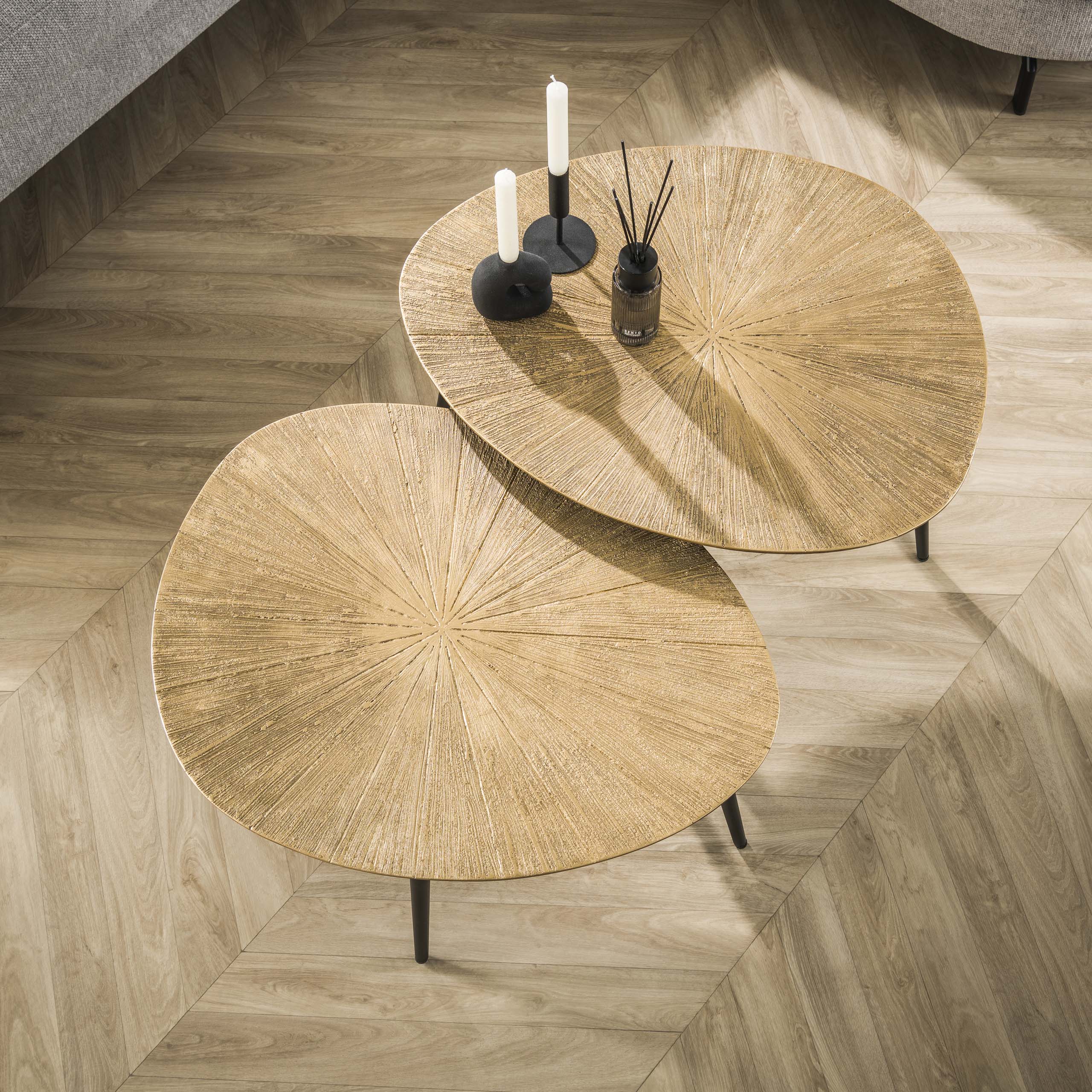Salontafel Ray organisch set van 2 / Ray antiek goud - Zijlstra